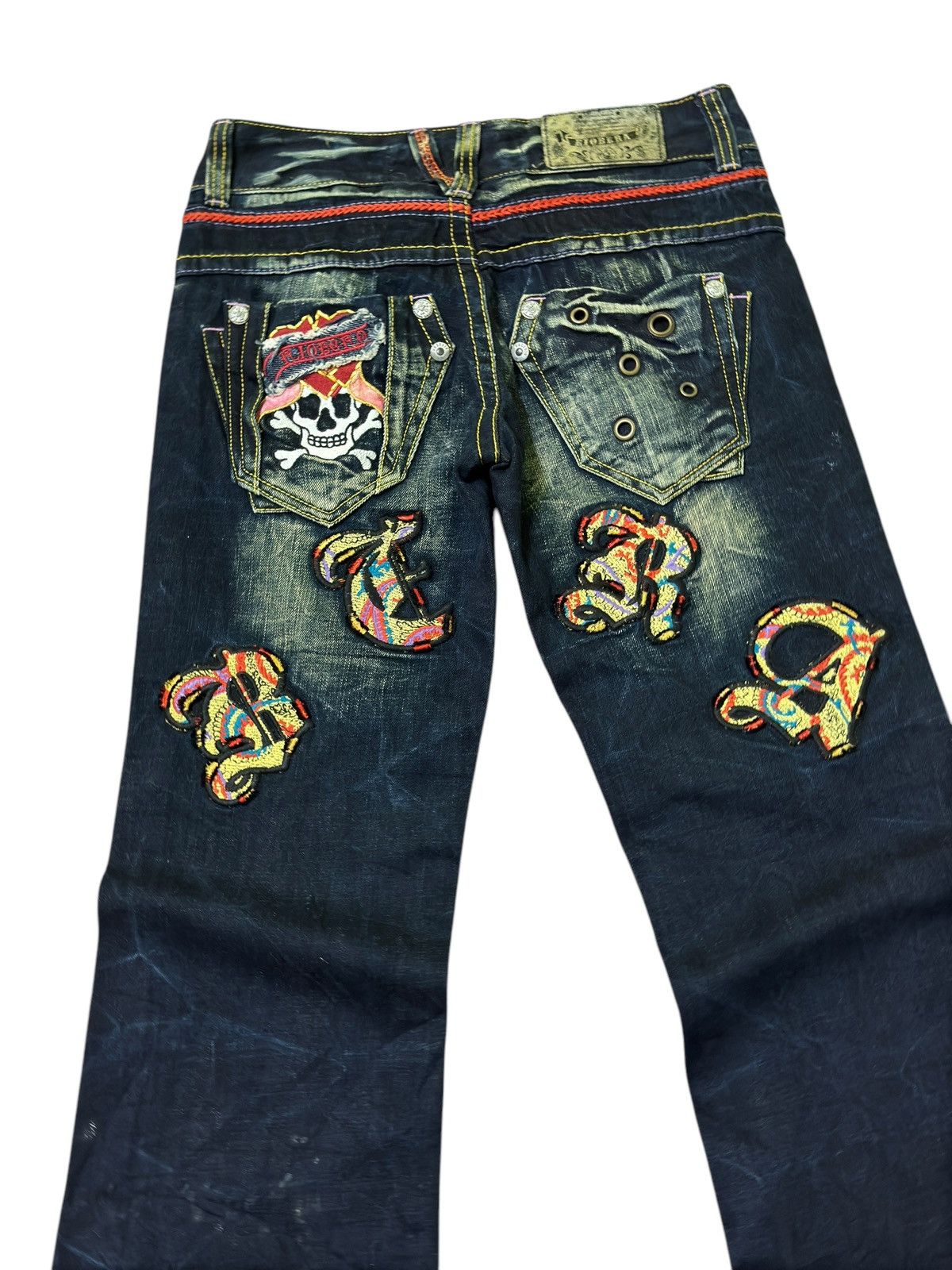 Japanese Brand FLARE RIOBERA SKELETON EMBROIDERED DESIGN LOW RISE DENIM Size US 28 / EU 44 - 9 Thumbnail