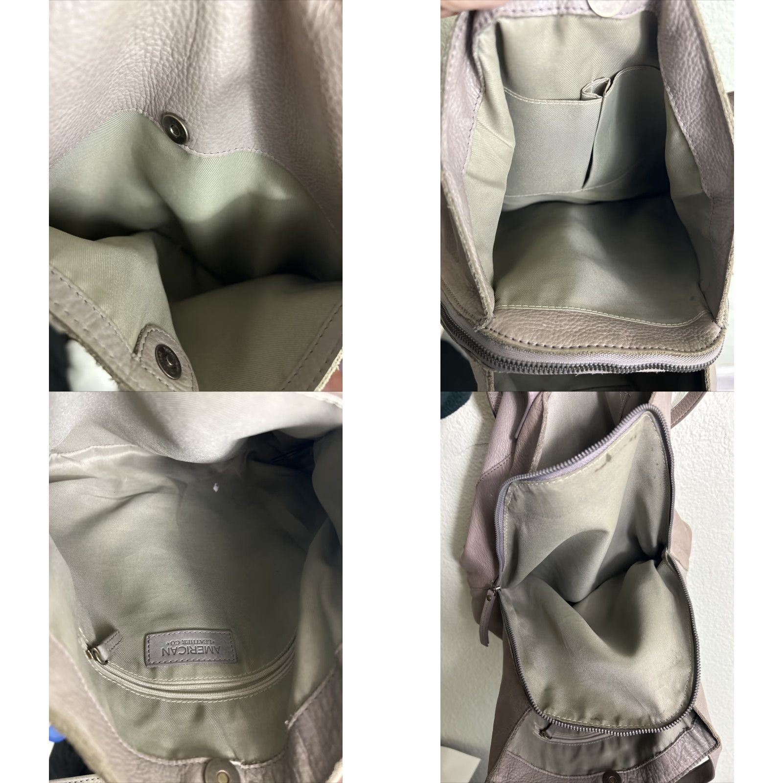 Vintage American Leather Co. Gray Pebbled Leather Double Handles Purse Satchel 13x11.5x5 Womens Ladies Bags Stains Size ONE SIZE - 10 Thumbnail