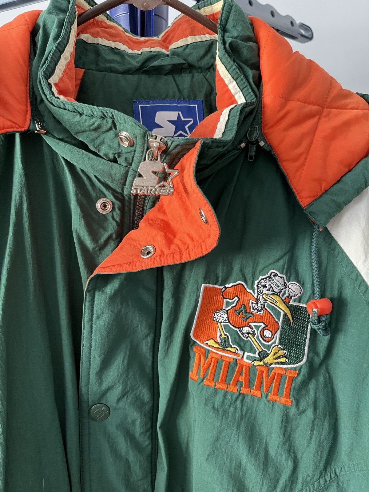 Starter VINTAGE Starter Miami Hurricanes Parka Jacket Size L Size US L / EU 52-54 / 3 - 4 Thumbnail