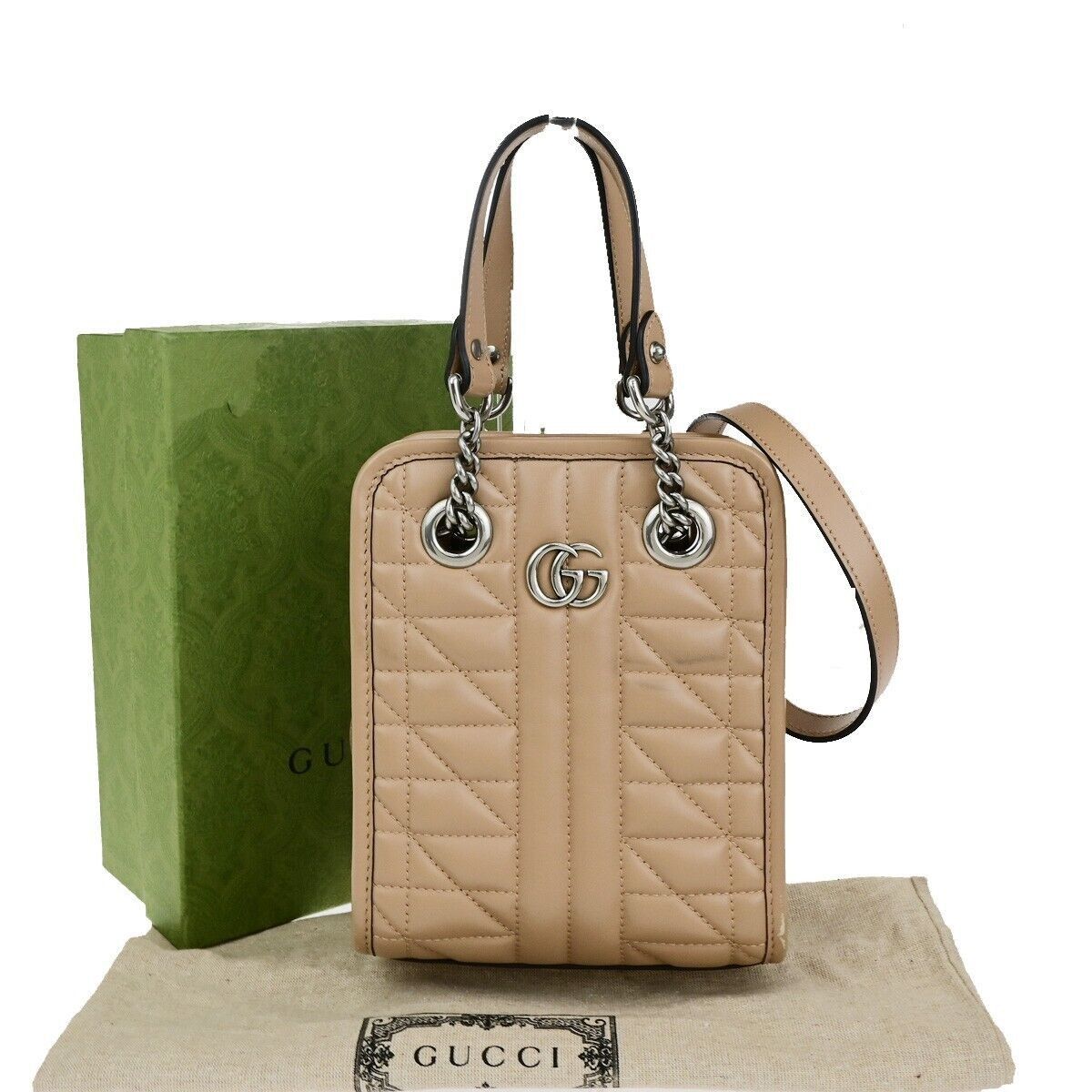 Gucci Marmont Beige Leather Handbag (Pre-Owned) Size ONE SIZE - 1 Thumbnail