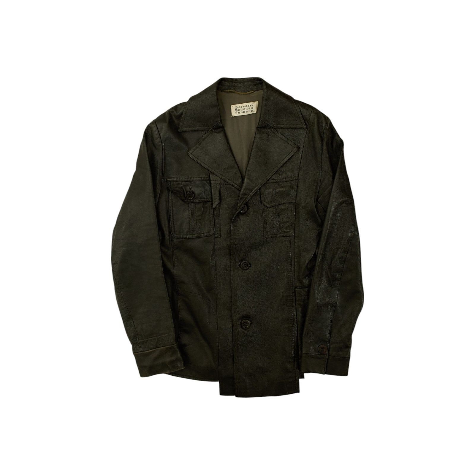 Issey Miyake Artisanal Military Assymetrical Black Leather Jacket Size US S / EU 44-46 / 1 - 1 Thumbnail