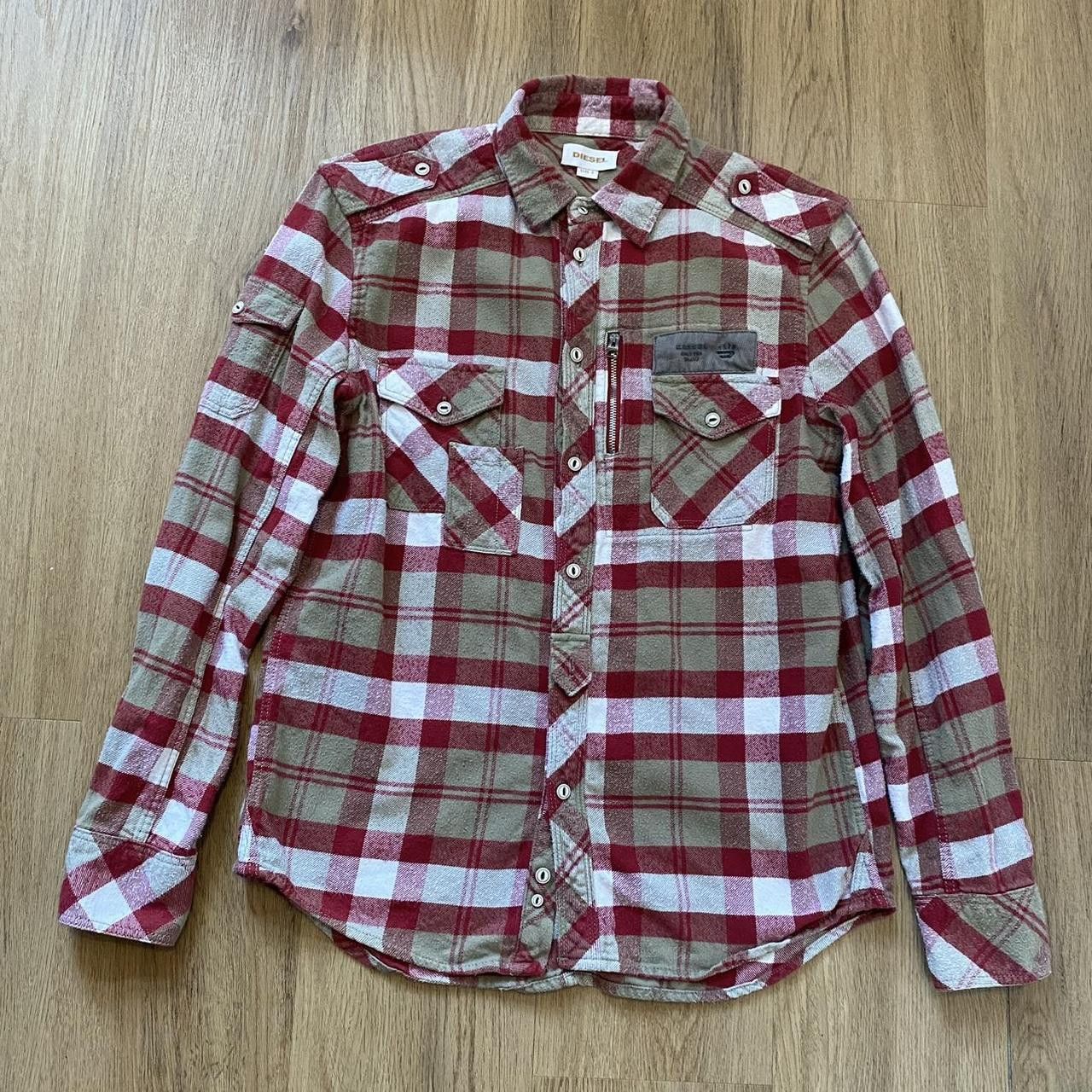 Diesel Burgundy and grey flannel shirt Diesel Size US S / EU 44-46 / 1 - 1 Thumbnail