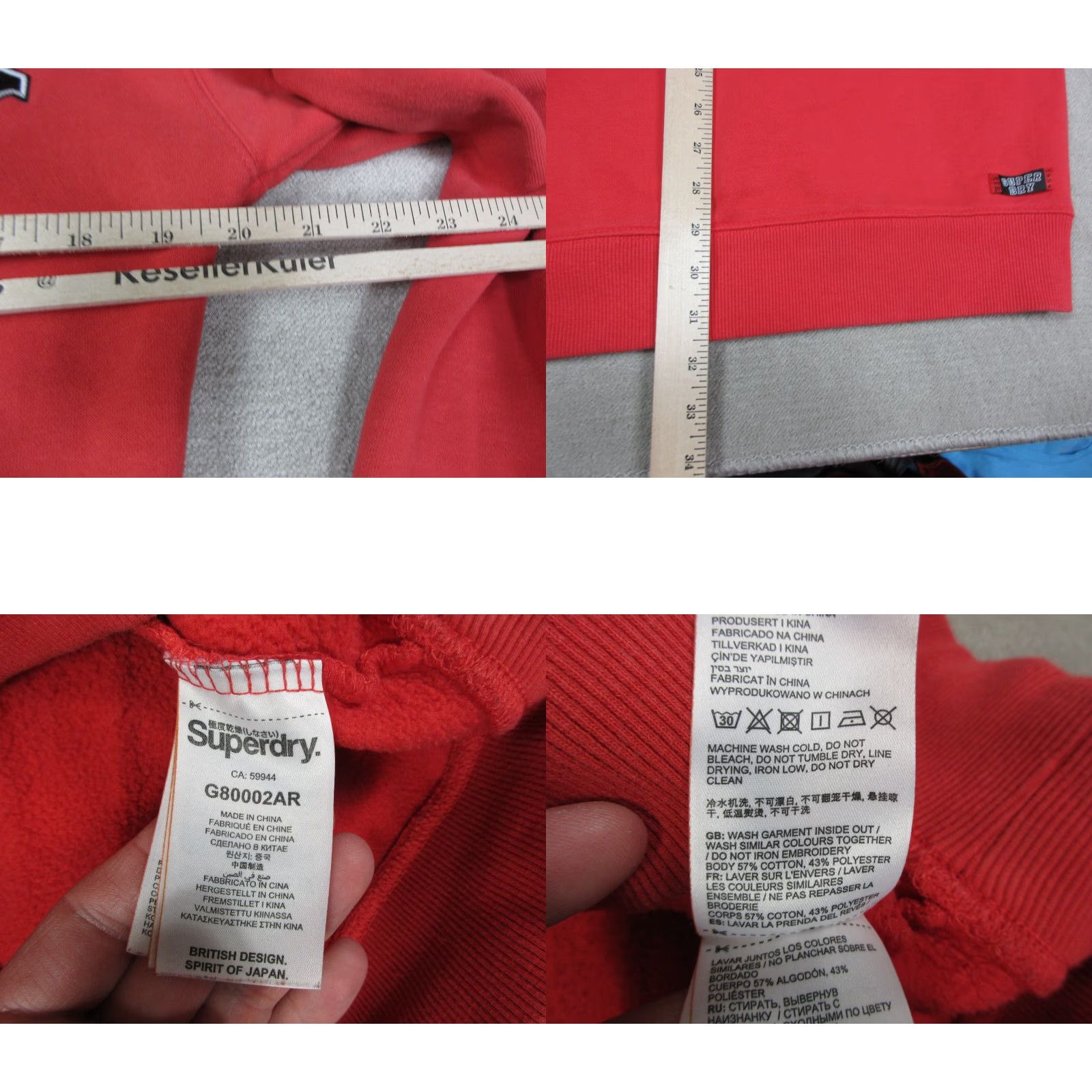 Superdry Superdry Sweatshirt Womens 6 Red Black Long Solid Spellout Casual Pullover Top Size M / US 6-8 / IT 42-44 - 8 Thumbnail
