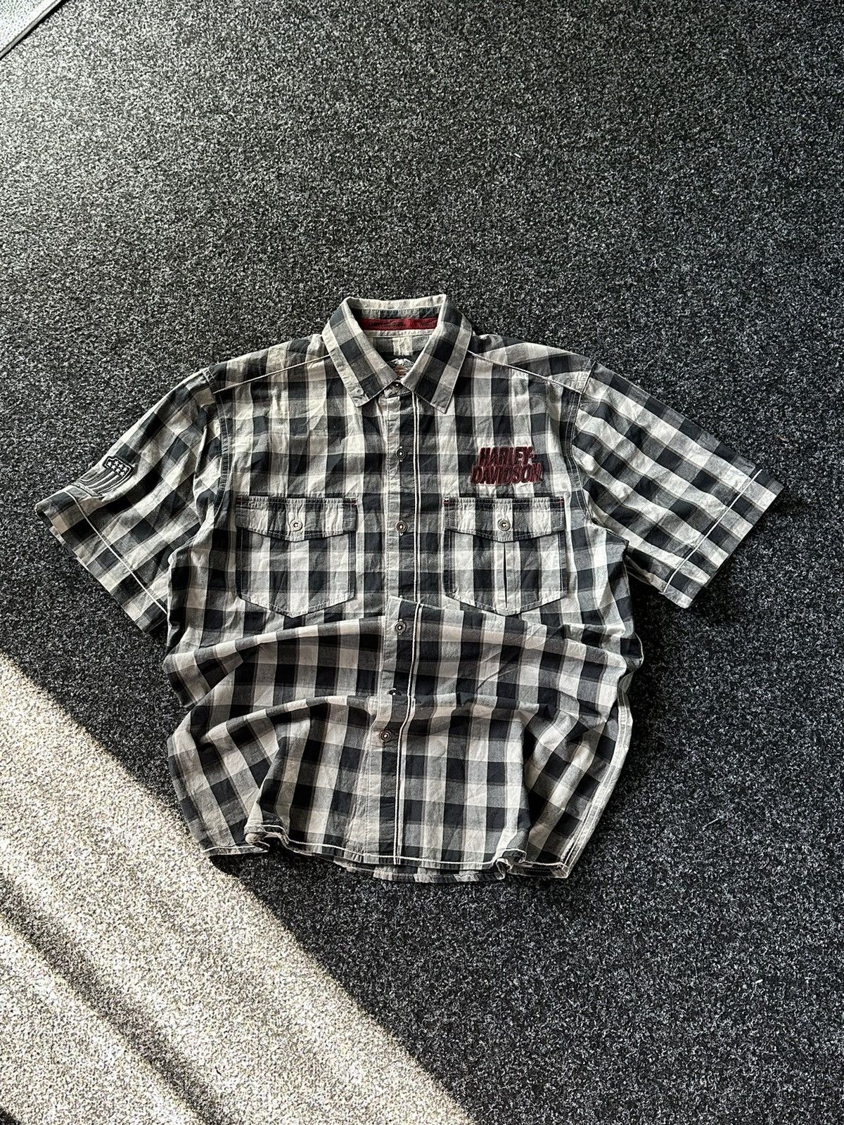 Harley Davidson × Vintage 🚨HARLEY DAVIDSON Vintage SHIRT BUTTON BIG LOGO 3D flannel Size US M / EU 48-50 / 2 - 1 Thumbnail
