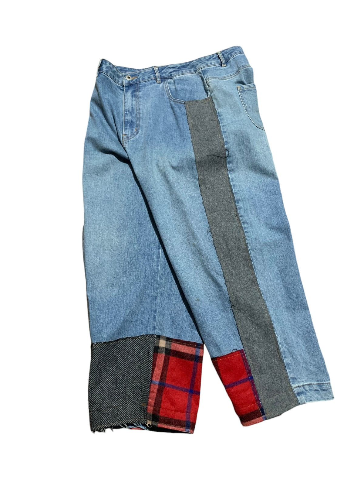 Designer FW18 hybrid patchwork baggy cropped jeans Au Jour Le Jour Size 30" / US 8 / IT 44 - 9 Thumbnail