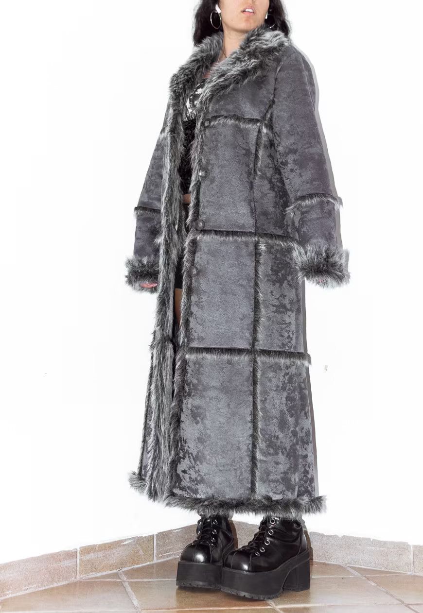 Designer × Japanese Brand × Vintage Vintage Faux Fur Patchwork Long Afghan Coat Size L / US 10 / IT 46 - 4 Thumbnail