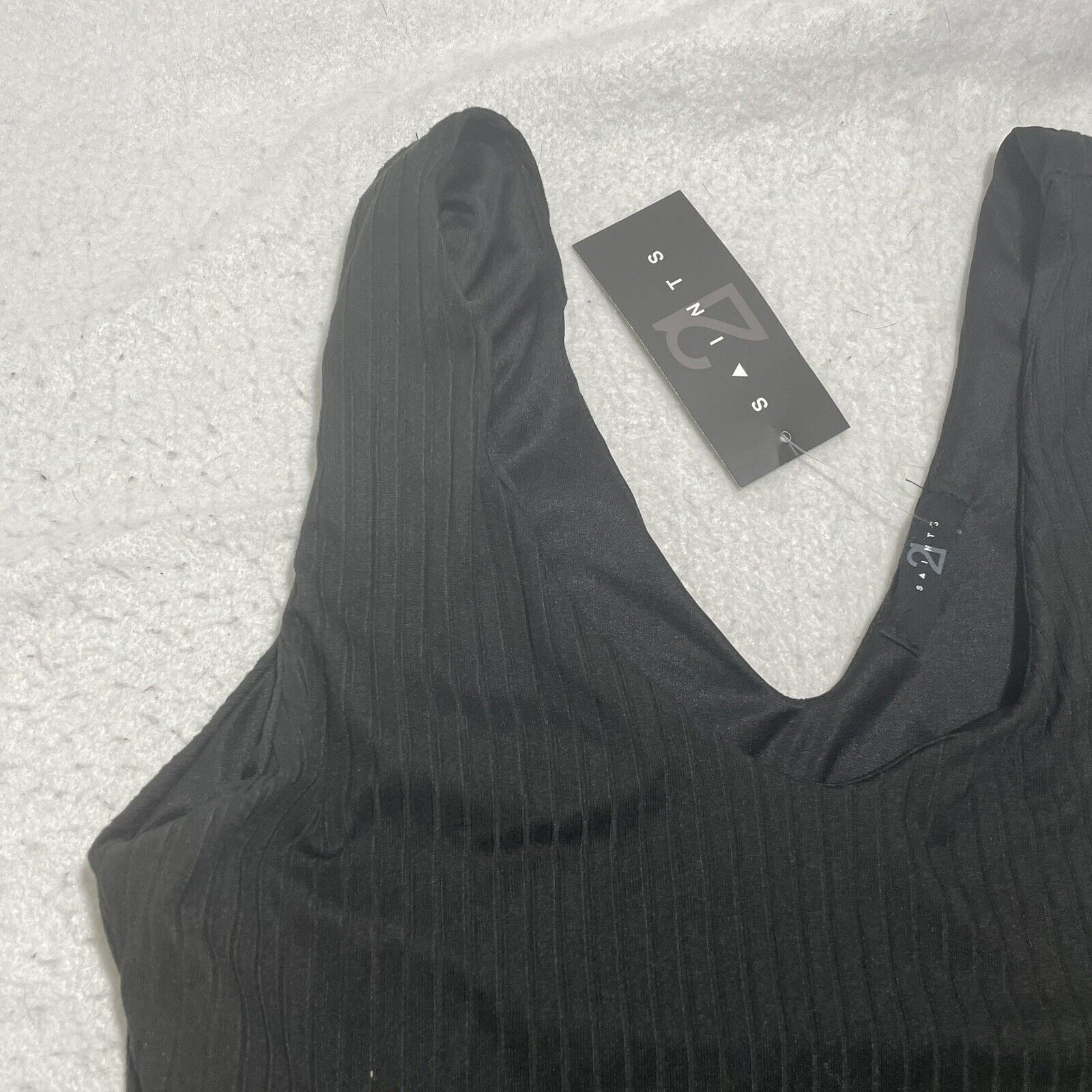 Other 21 Saints Large Black V-Neck One Piece Bodysuit Ribbed Size L / US 10 / IT 46 - 6 Thumbnail