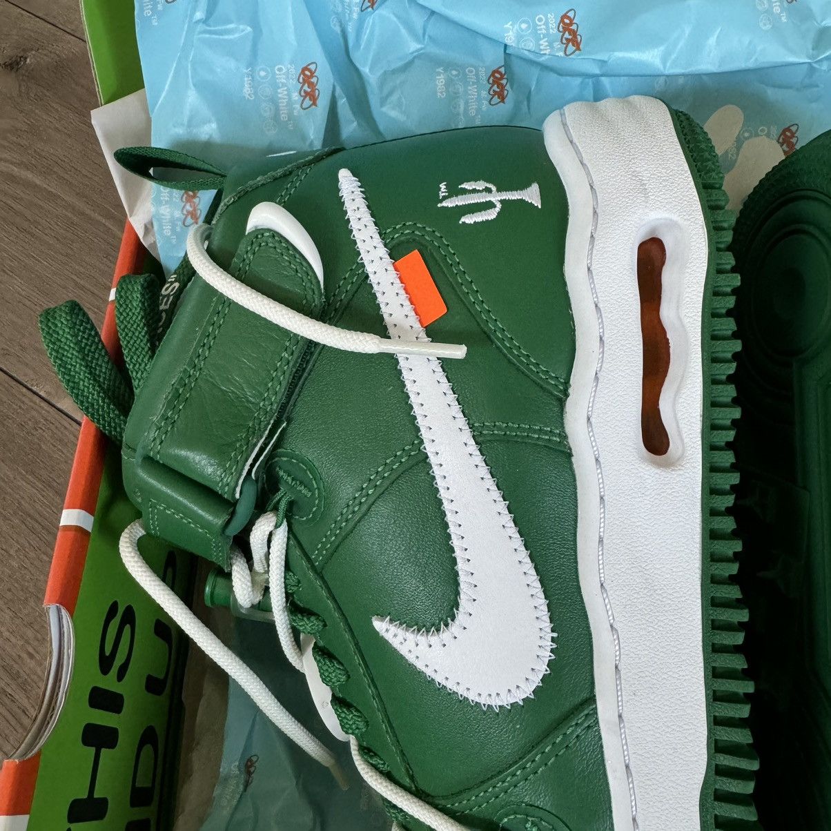 Off-White OFF WHITE x NIKE GREEN LEATHER MIDTOP SP AIRFORCE 1s Size US 10.5 / EU 43-44 - 4 Thumbnail