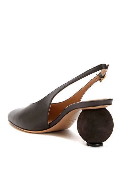 Salvatore Ferragamo o1s1rm0526 Tessie 70 Leather Slingback Pumps in Brown Size US 11 / IT 41 - 3 Thumbnail