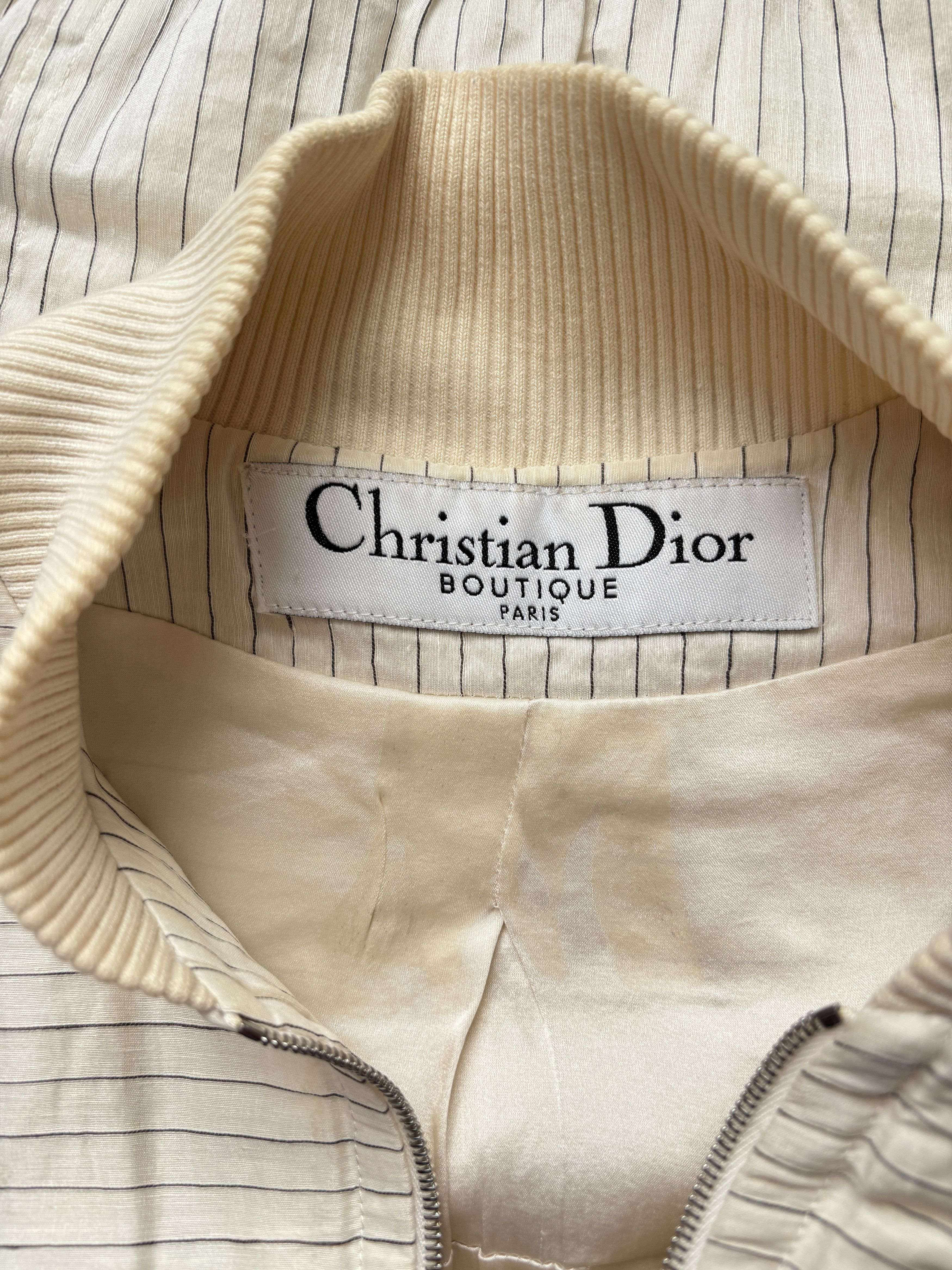 Dior ⚡️QUICK SALE⚡️Dior Cream and Black Pinstriped Bomber Size US S / EU 44-46 / 1 - 3 Thumbnail