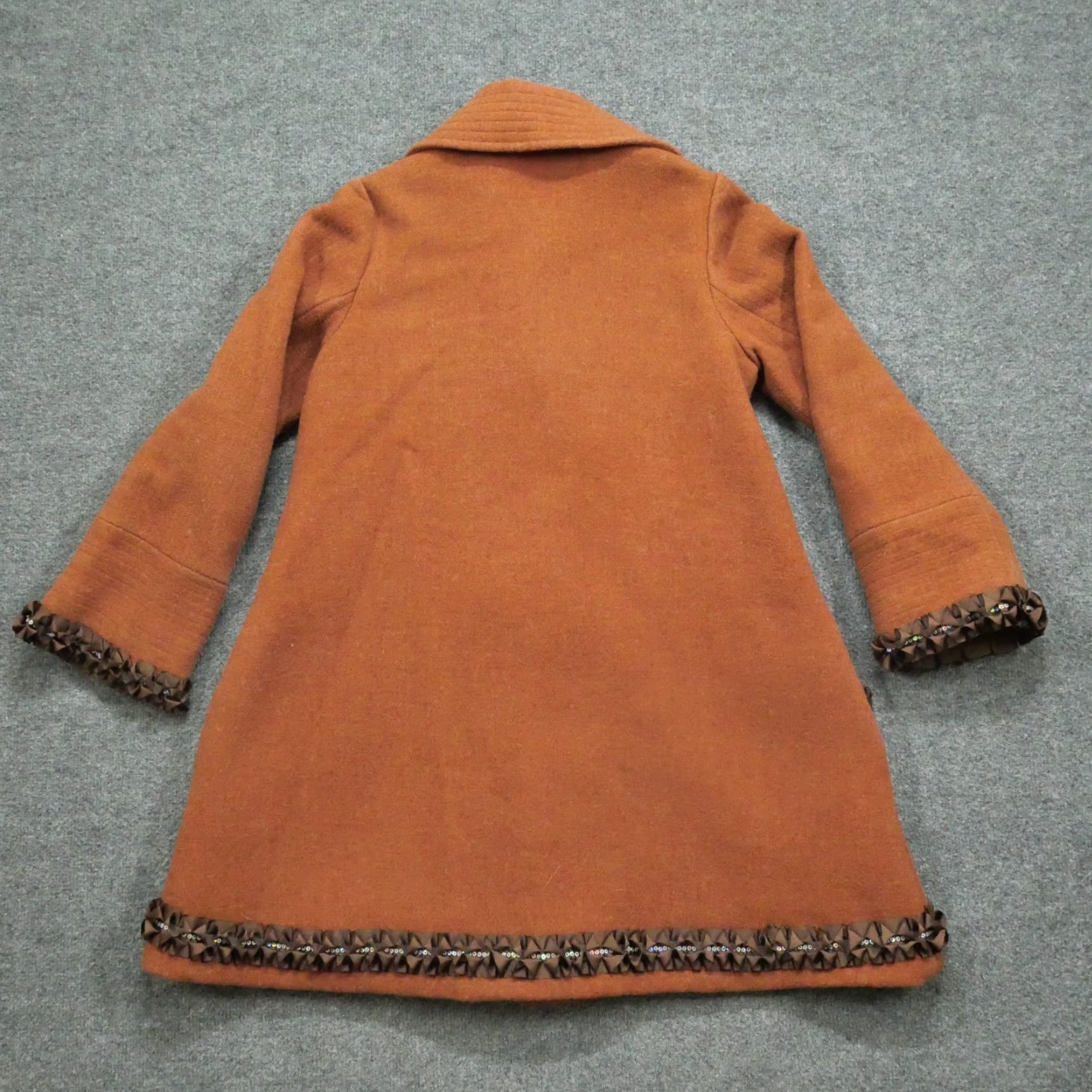 Vintage VINTAGE The Parisian Jacket Womens 10 Medium Brown Orange Wool Trench Sequin 60s Size L / US 10 / IT 46 - 7 Thumbnail