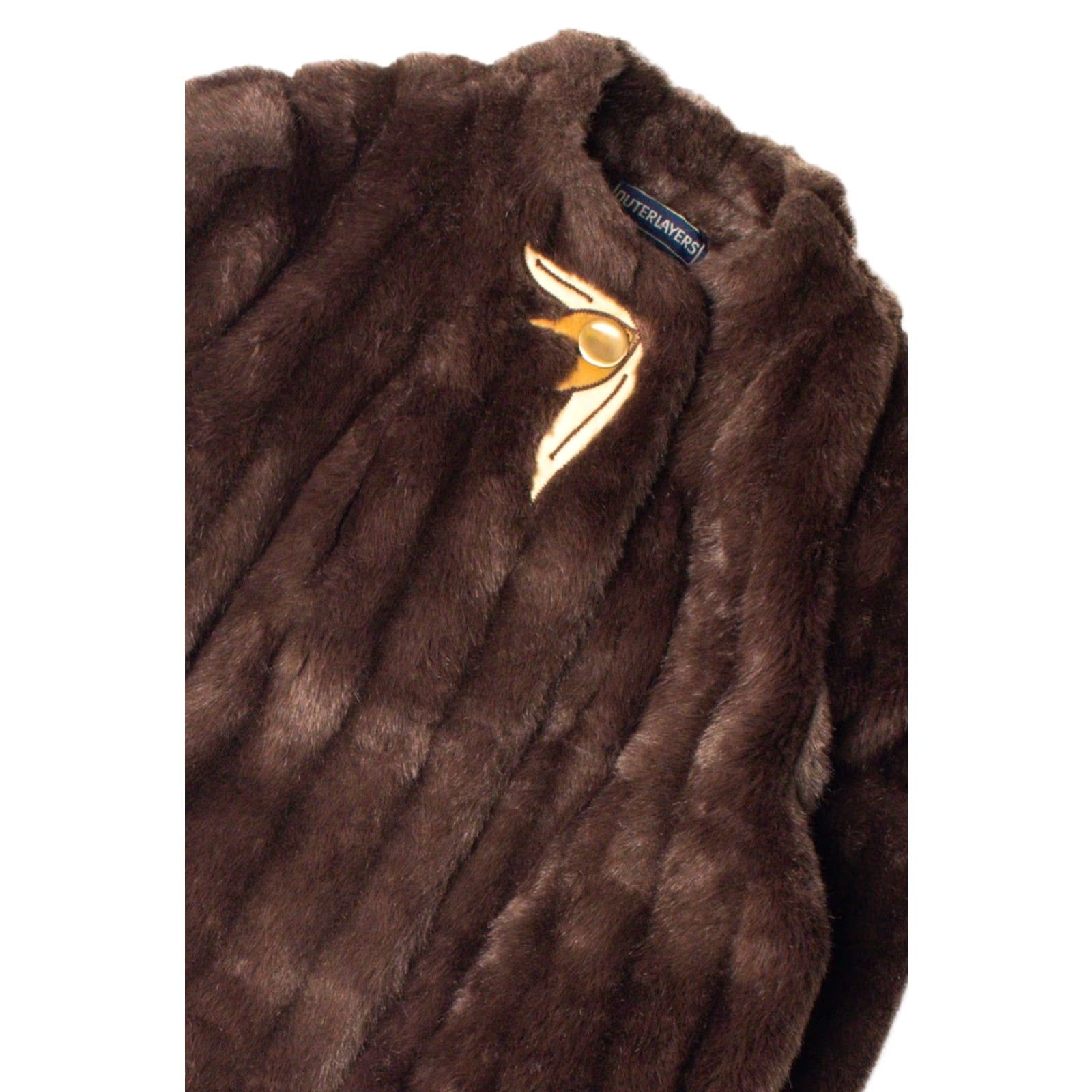 X-LARGE VINTAGE Outerlayers Faux Fur Coat X-Large Brown Outerwear Size XL / US 12-14 / IT 48-50 - 3 Thumbnail