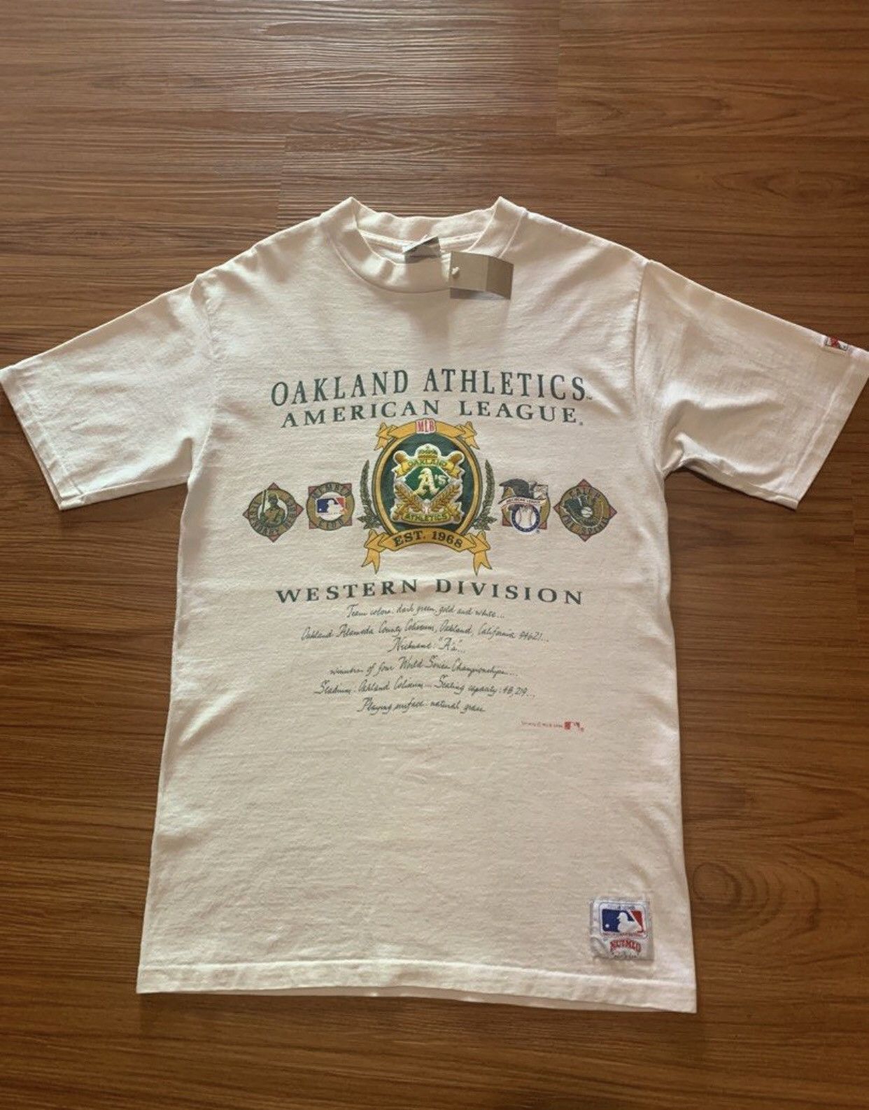 Band Tees × Nutmeg × Vintage VINTAGE OAKLAND ATHLETICS TEE AMERICAN LEAGUE WESTERN DIV. Size US L / EU 52-54 / 3 - 9 Thumbnail