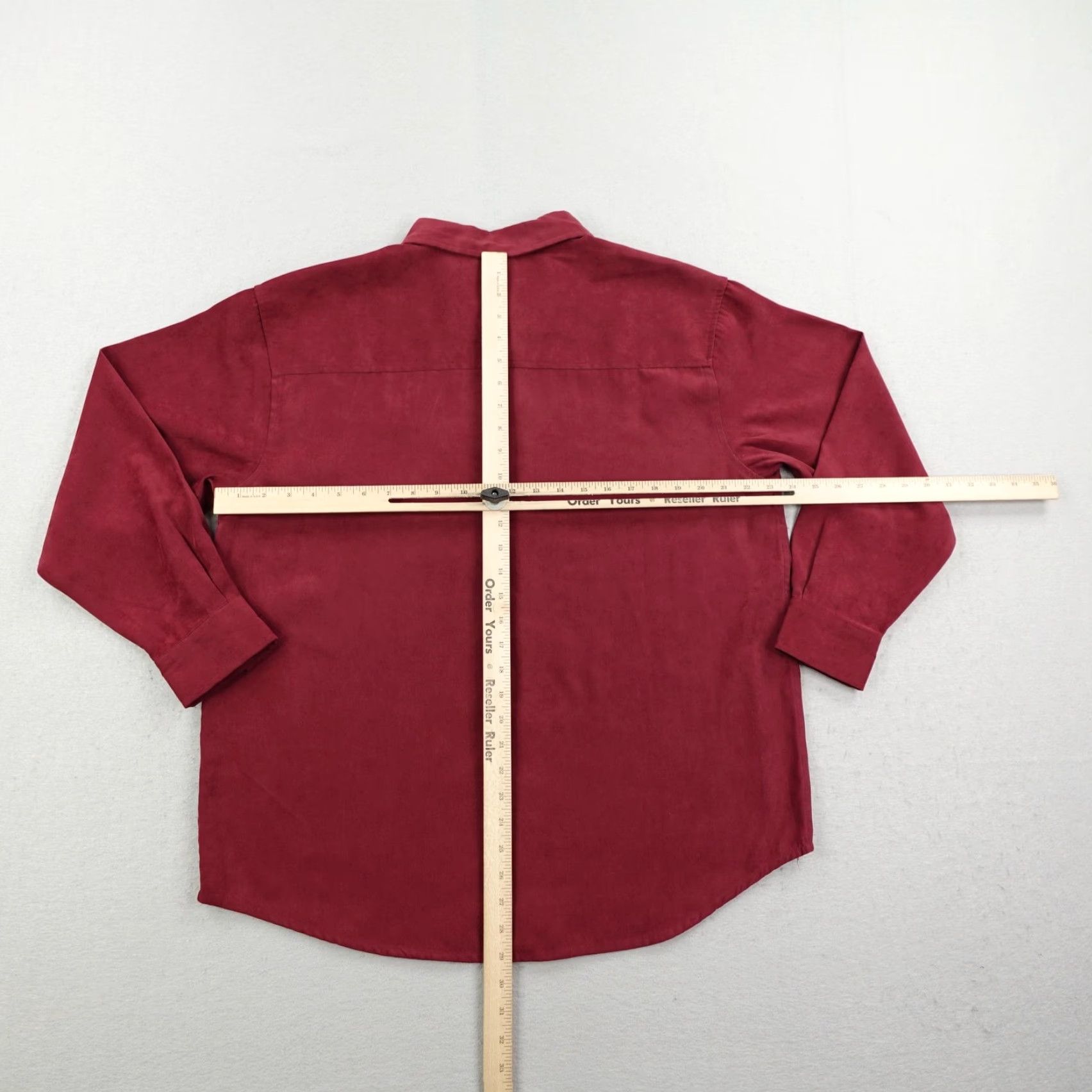 Disney Disney Shirt Womens Large Burgundy Red Mickey Mouse Poly Suede Button Up Top Size L / US 10 / IT 46 - 5 Thumbnail