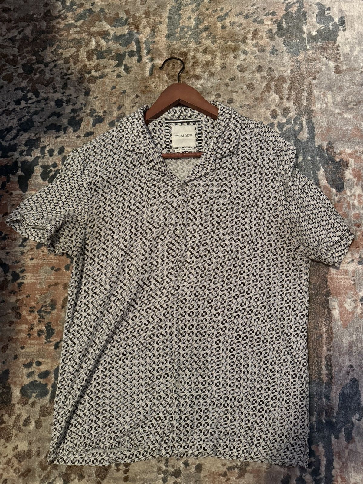 Vintage Black & White Mens Vintage Retro Short Sleeve Camp Button Up Size US L / EU 52-54 / 3 - 1 Thumbnail
