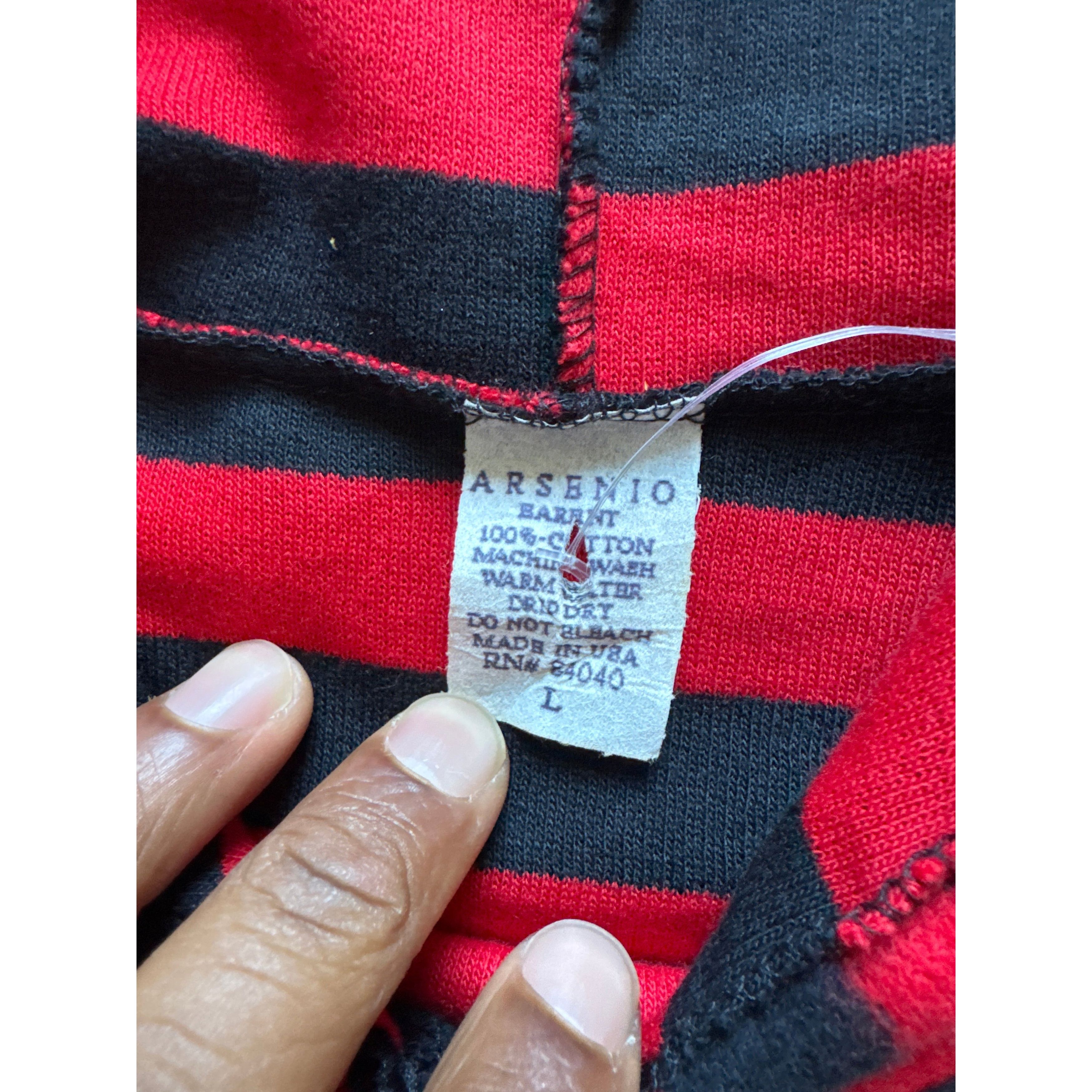 Other Vintage 90s Arsenio Red Black Stripe Fleece Fresh Prince Hoo Size US L / EU 52-54 / 3 - 3 Thumbnail