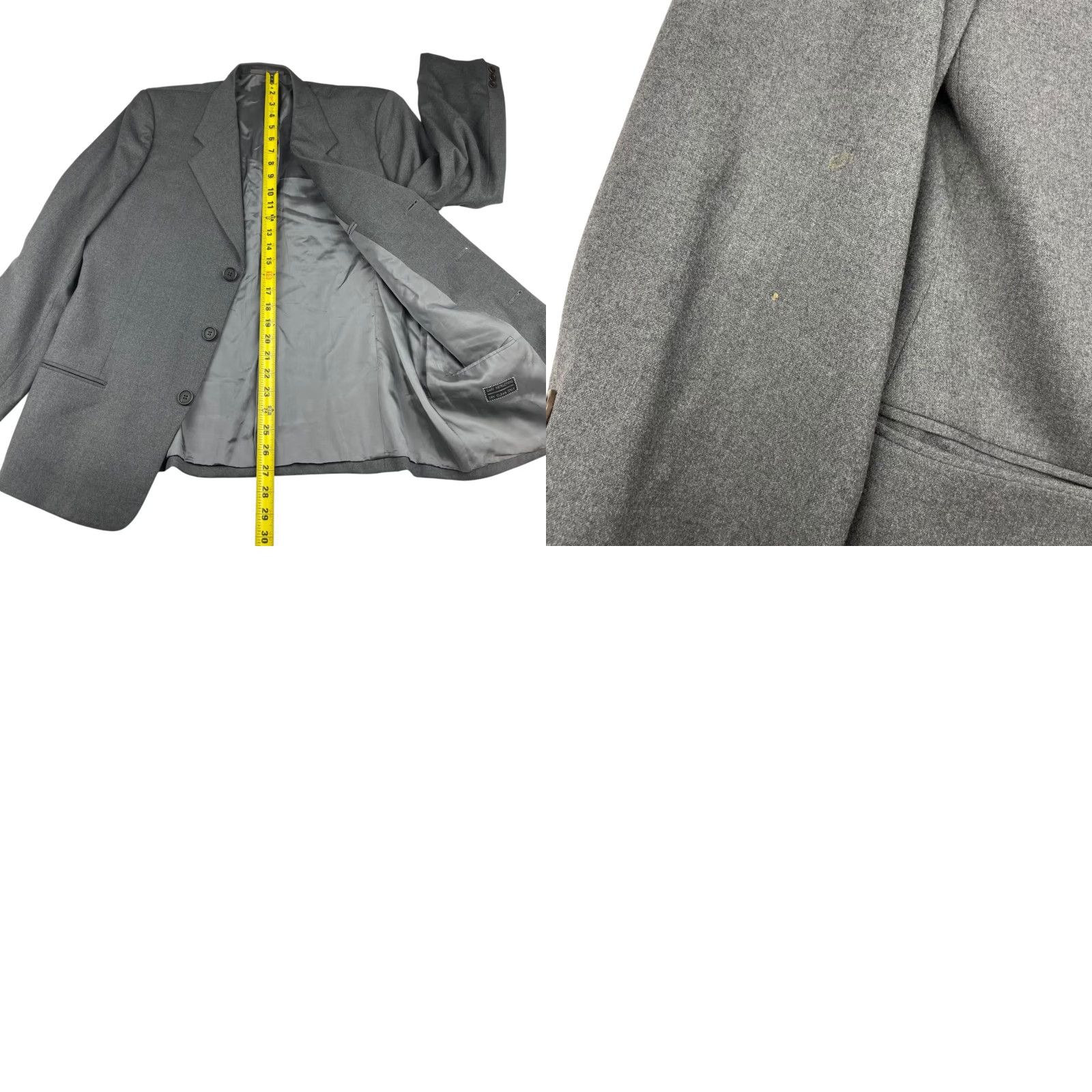 Armani Armani Collezioni Blazer Men Wool Flannel 3-Button Gray 40S US Short Three-Button Notch Lapel Made in Italy Mens Size 40R - 9 Thumbnail