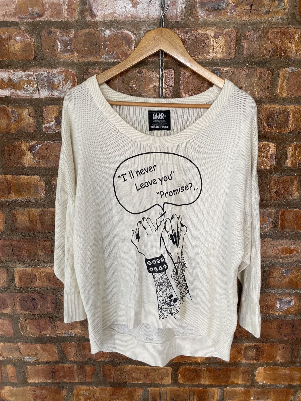 A.F.F.A. × Hysteric Glamour × Japanese Brand Vtg Glad News Japan Punk Make a Promise knitwear Size L / US 10 / IT 46 - 2 Thumbnail