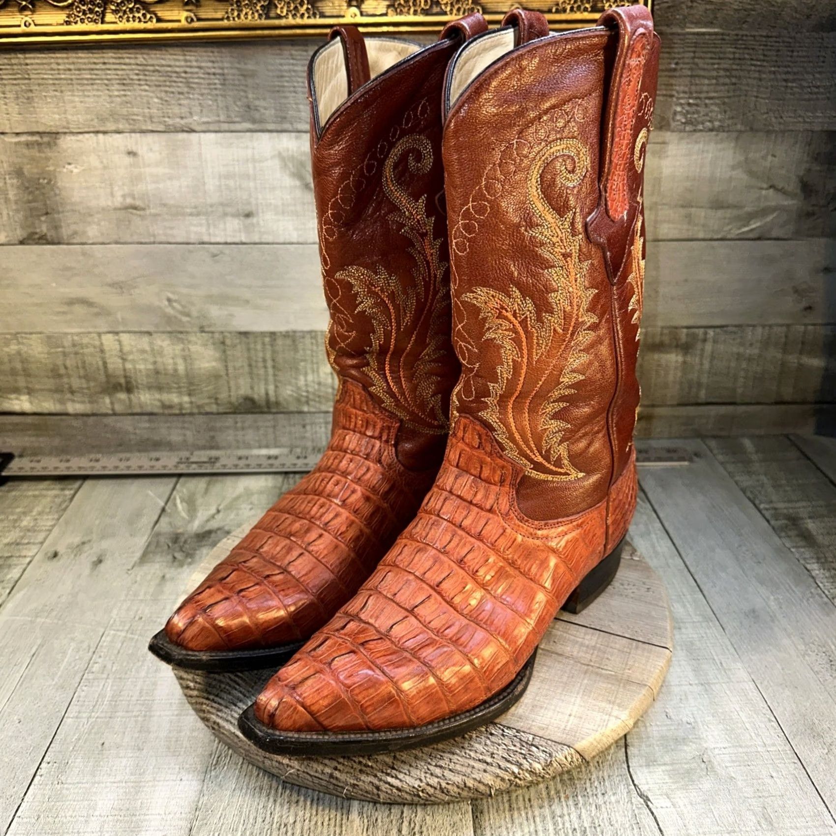Vintage VINTAGE Cuadra Wild West Caiman Belly Cowboy Boots Men’s 8 USA Brown Leather Western USA 1904 Mens Boots Size US 8 / EU 41 - 6 Thumbnail