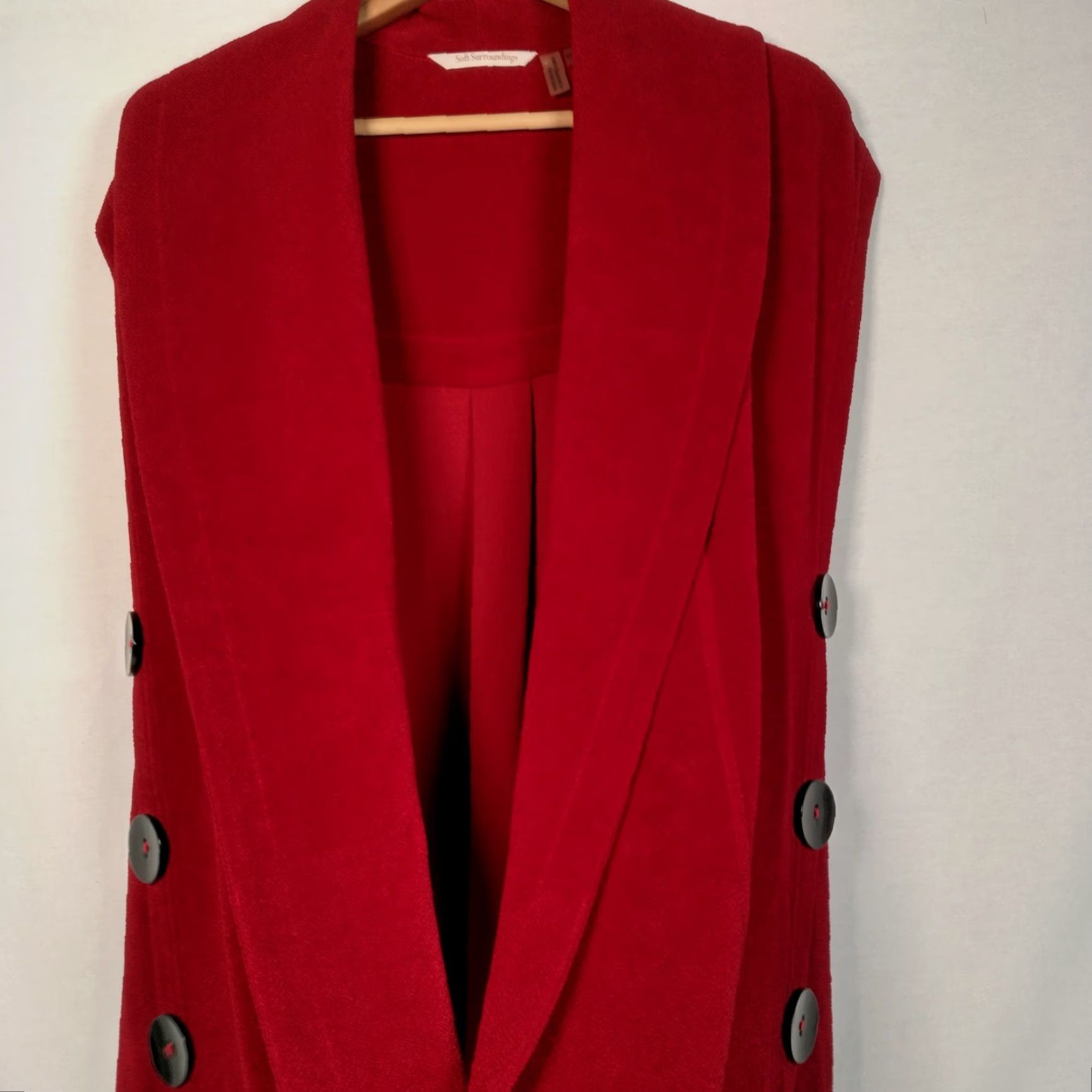 Soft Surroundings Soft Surroundings Vest Top Women XS Mesa Red Open Front Big Button Sleeveless Bohemian Hippie Lagenlook boho artsy Top Womens Size XS / US 0-2 / IT 36-38 - 3 Thumbnail