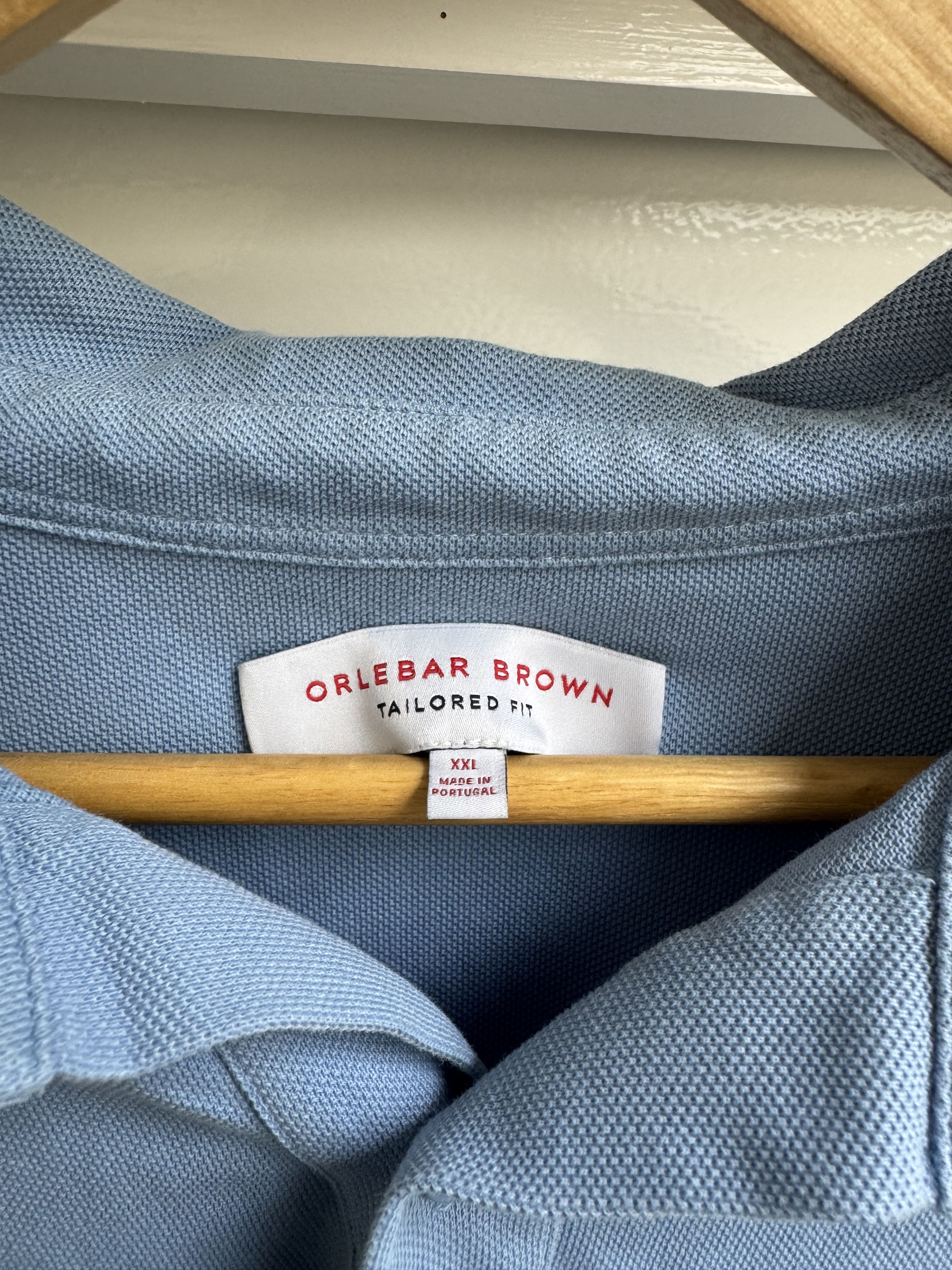 Orlebar Brown light blue cotton polo long sleeve