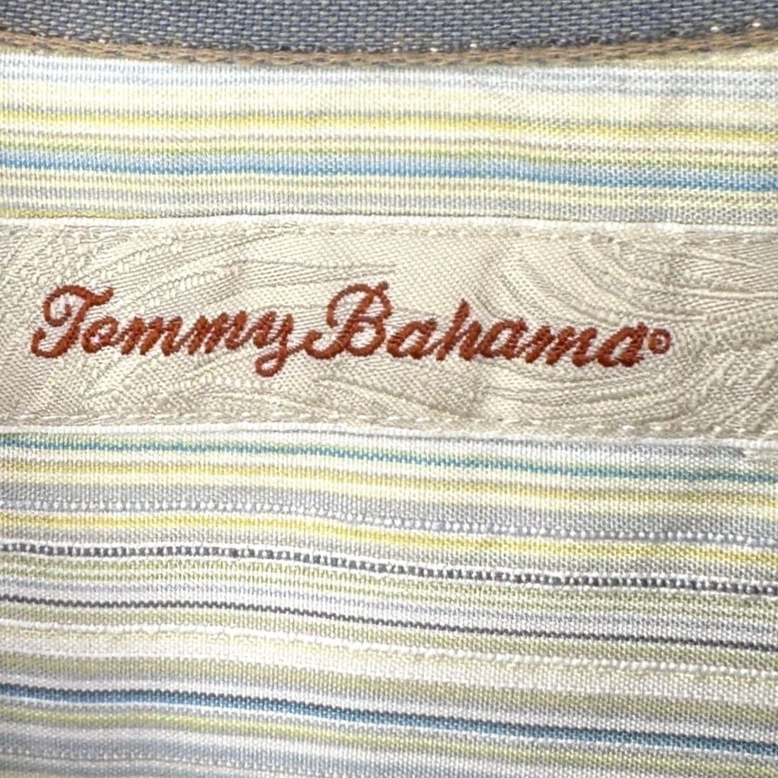 Tommy Bahama Tommy Bahama Silk Shirt Button Up Mens Medium Green Stripes Short Sleeve Casual Size US M / EU 48-50 / 2 - 4 Thumbnail