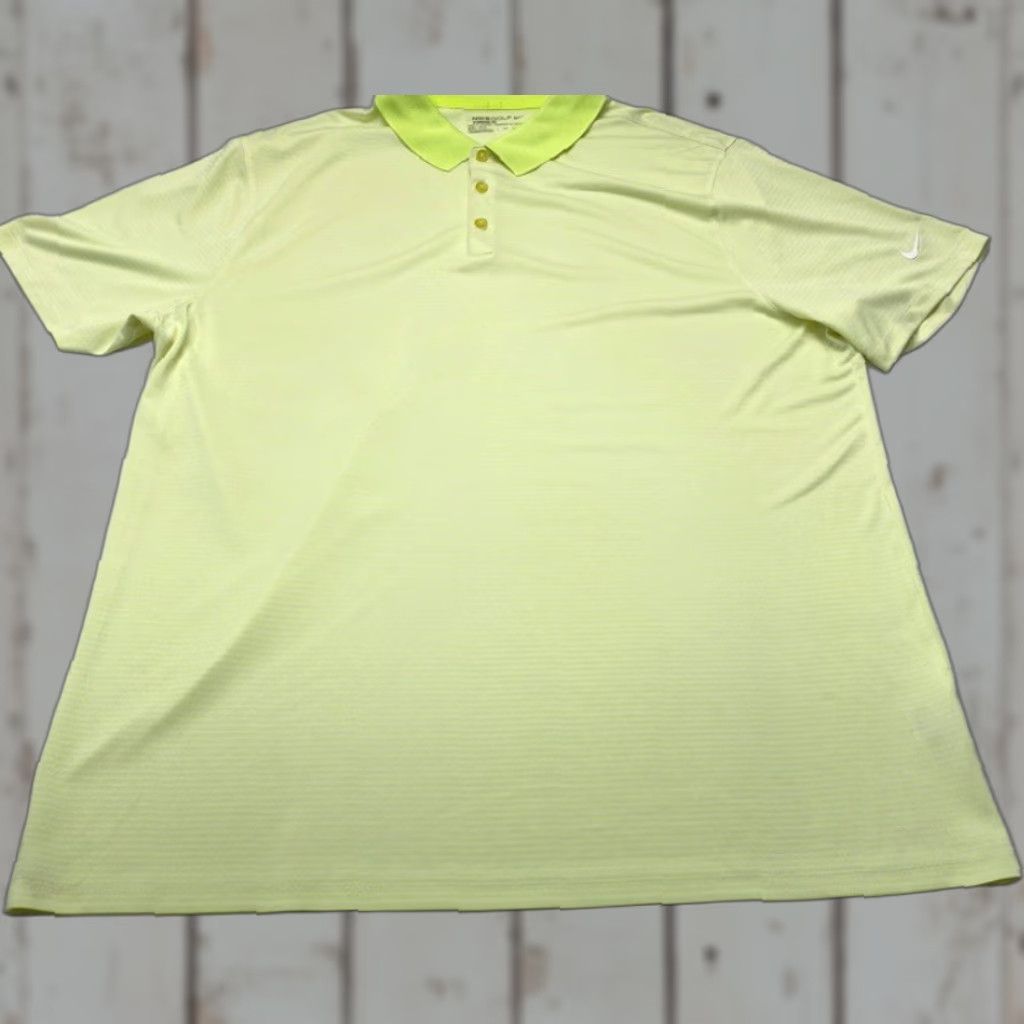 Nike Nike Golf Polo Shirt 725520-702 Mens 2XL Neon Green Striped Dri-FIT Polo Shirt Mens Nike Golf Size US XXL / EU 58 / 5 - 1 Thumbnail