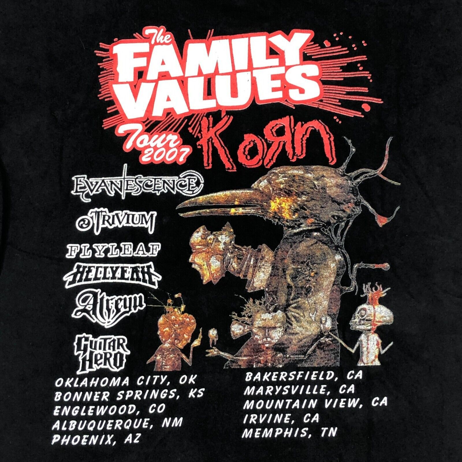 Vintage 2007 Family Values Tour T Shirt Size Large Korn Evanescence Size US L / EU 52-54 / 3 - 6 Thumbnail