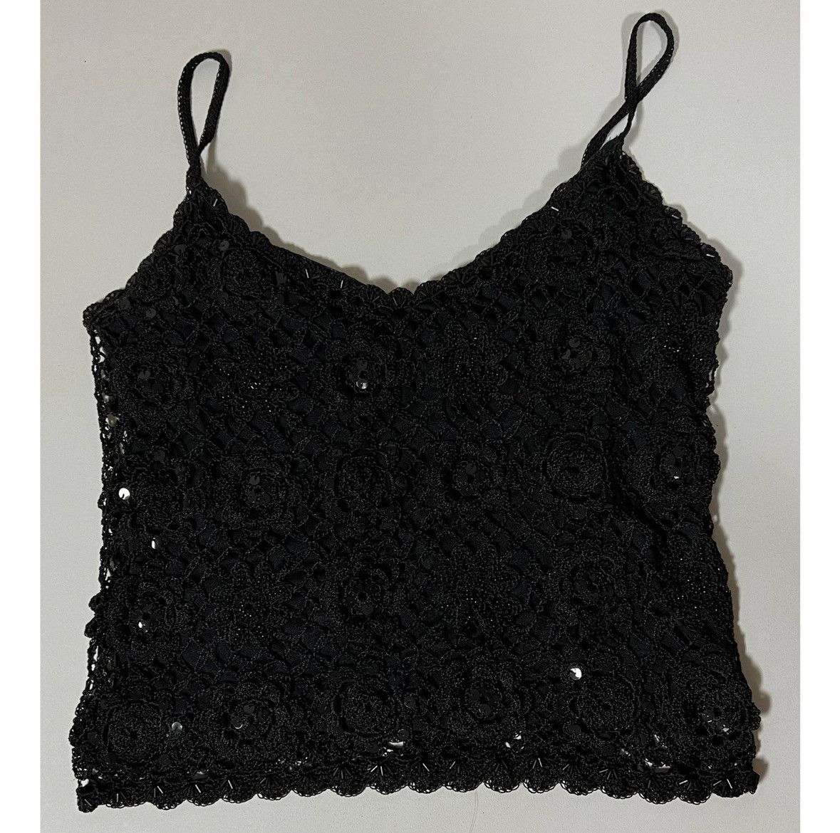 Nicole Miller Nicole Miller Black Crochet Beaded Top Shirt Blouse Size S 🖤 Size S / US 4 / IT 40 - 2 Thumbnail