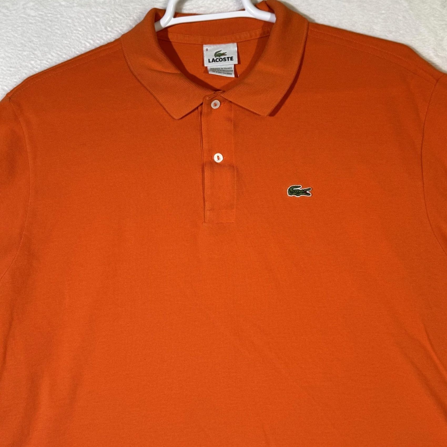 Lacoste Lacoste Polo Shirt Mens 3XL Orange Cotton Pique Short Sleeve Crocodile Logo Size US XXL / EU 58 / 5 - 4 Thumbnail