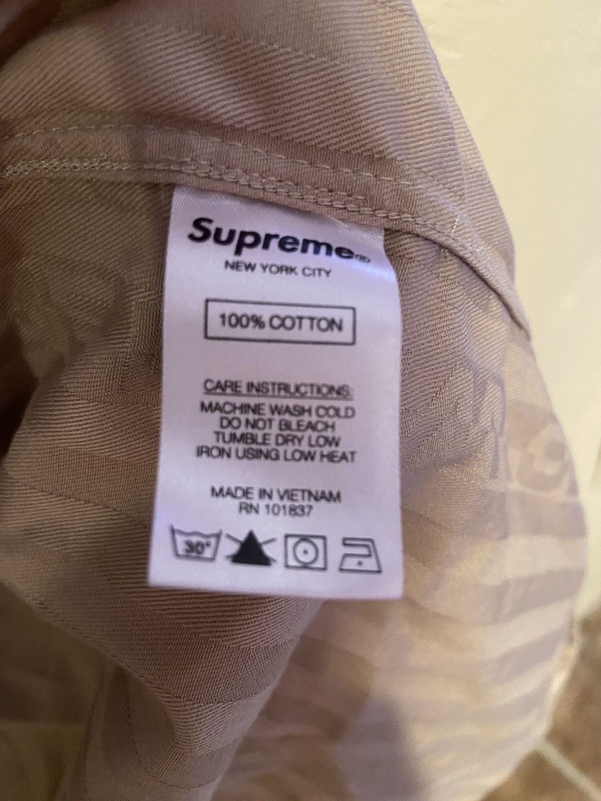 Supreme Supreme 20fw Jacquard Stripe Twill Shirt Long Sleeve Tan Size US M / EU 48-50 / 2 - 5 Thumbnail