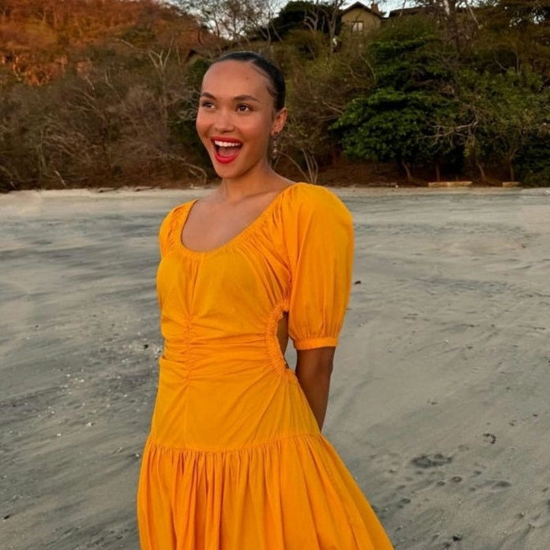 New Free-est Moonlight Midi Dress $78 LARGE Orange Cutout