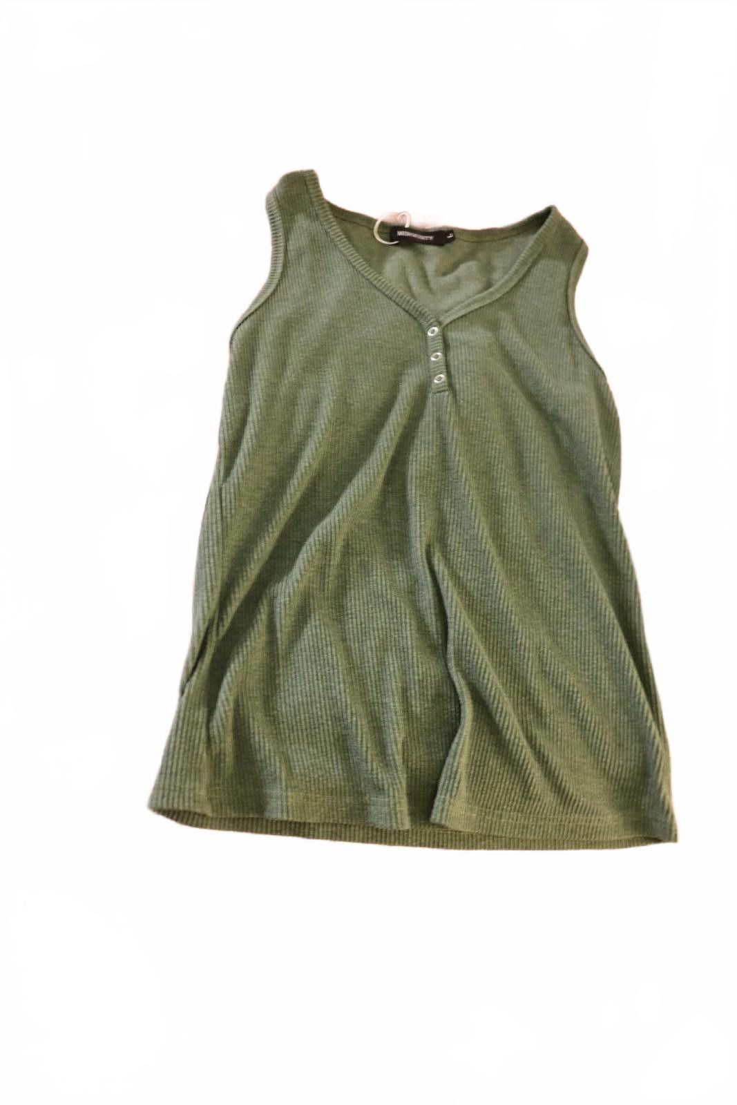 Other Merokeety Green Sleeveless Ribbed Tank Top w Button Detail L Size L / US 10 / IT 46 - 1 Thumbnail