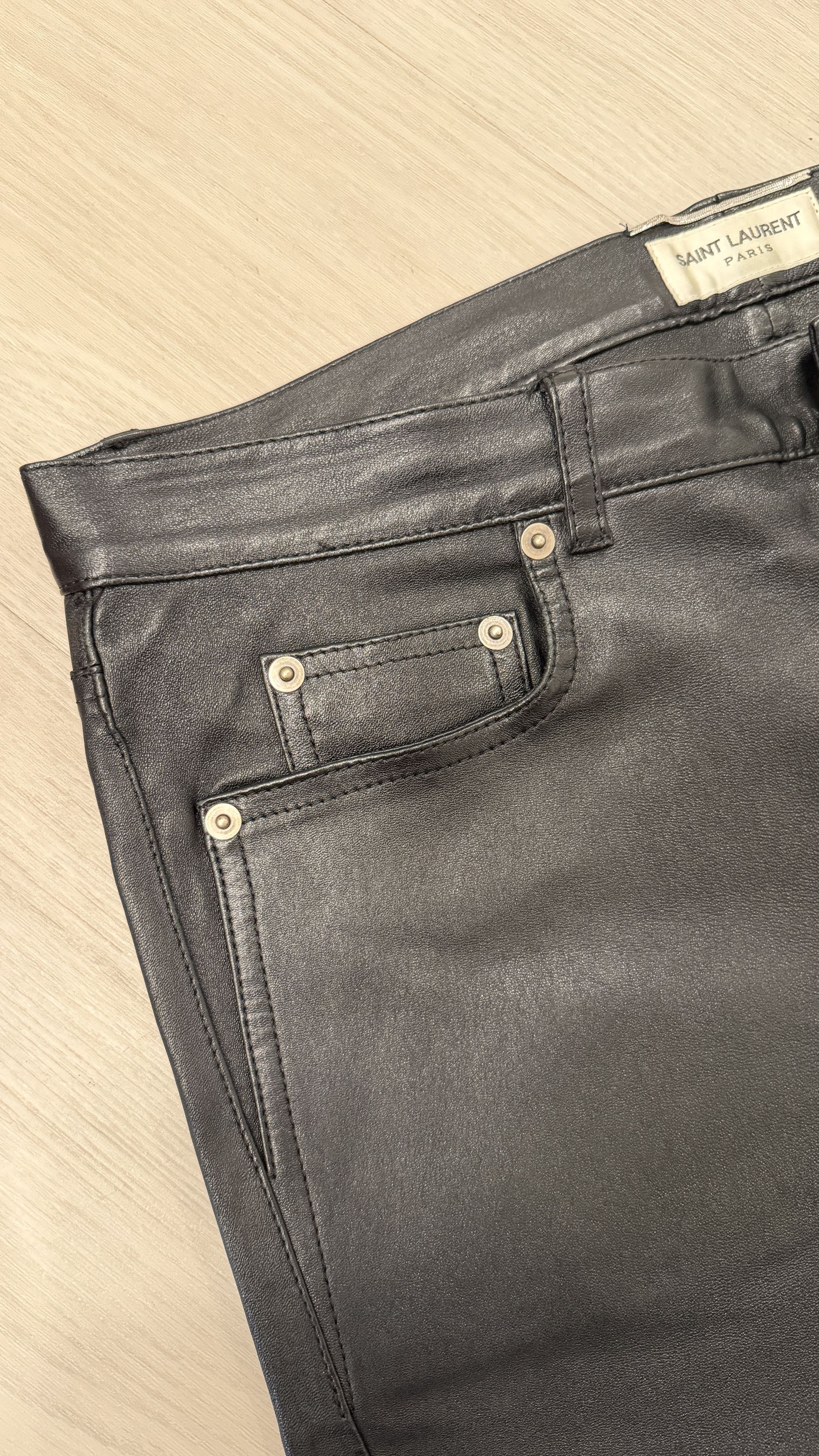 Saint Laurent Paris Saint Laurent Lambskin leather pants Size US 32 / EU 48 - 2 Thumbnail