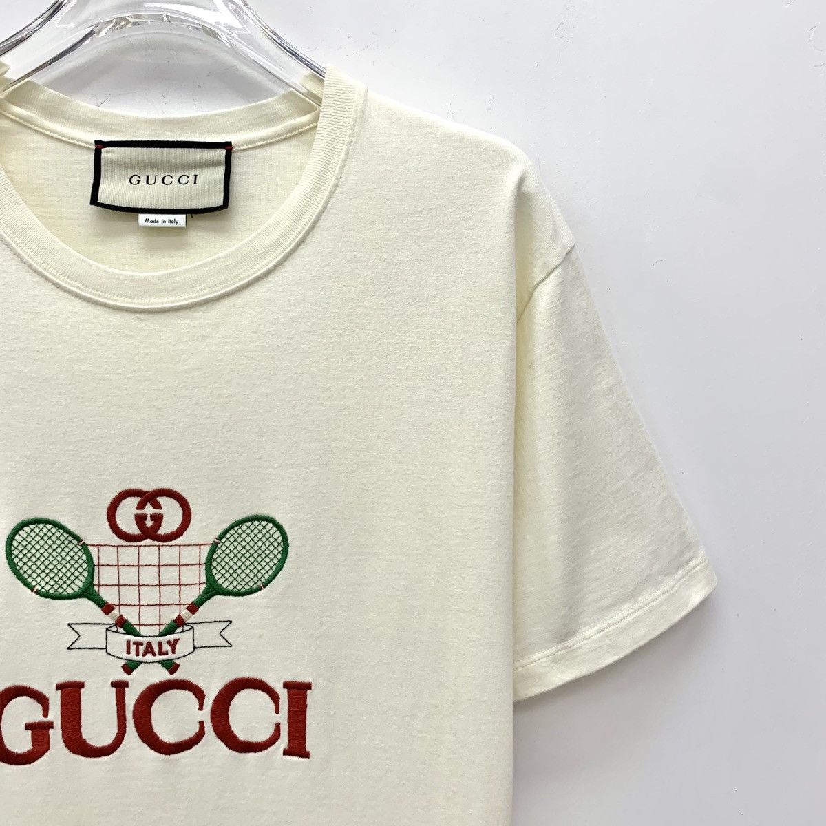 Gucci Gucci Beige Tennis Racket Cotton Short Sleeve T-Shirt Size S / US 4 / IT 40 - 3 Thumbnail