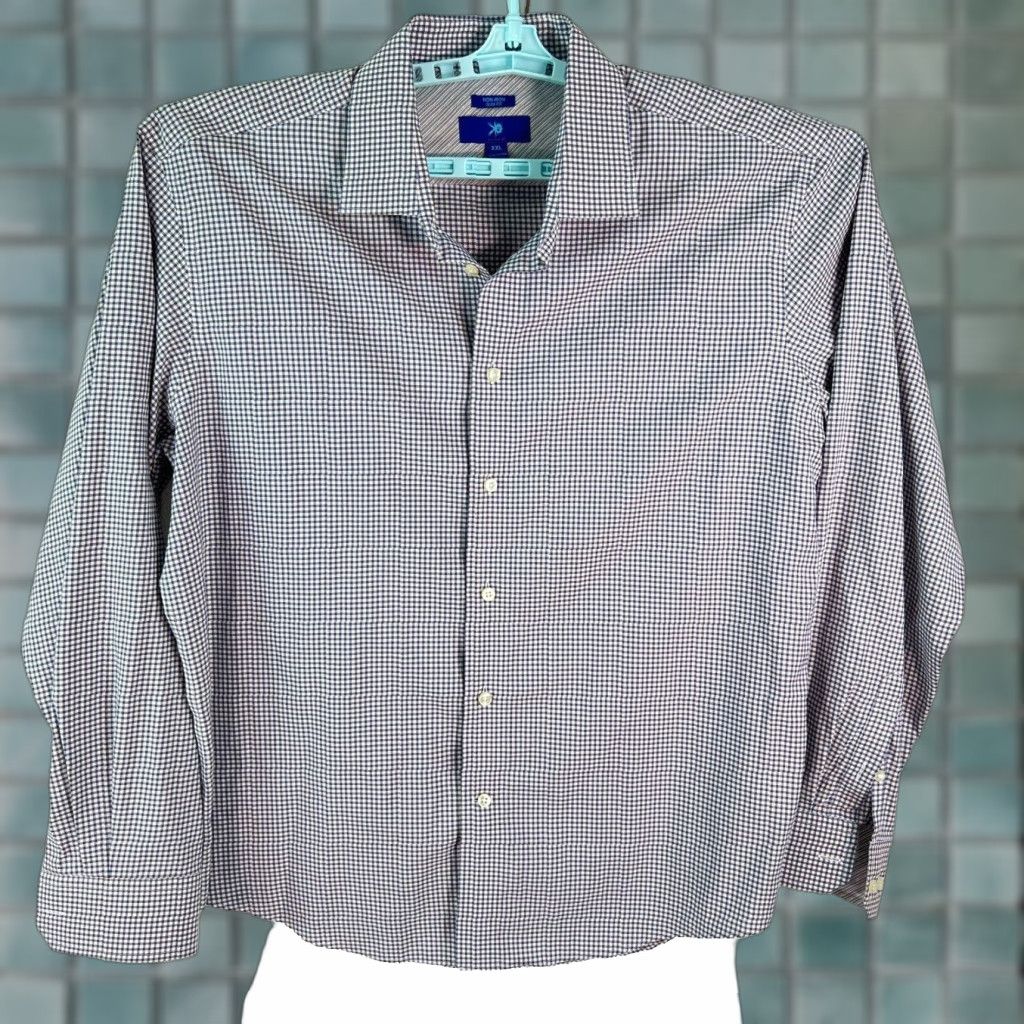 Egara Egara Men’s Check Non-Iron Slim Fit Button-Up Shirt XXL Cotton Multicolor Casual 31in Long Sleeve 100% Cotton Mens Regular Size 2XL Size US XXL / EU 58 / 5 - 1 Thumbnail