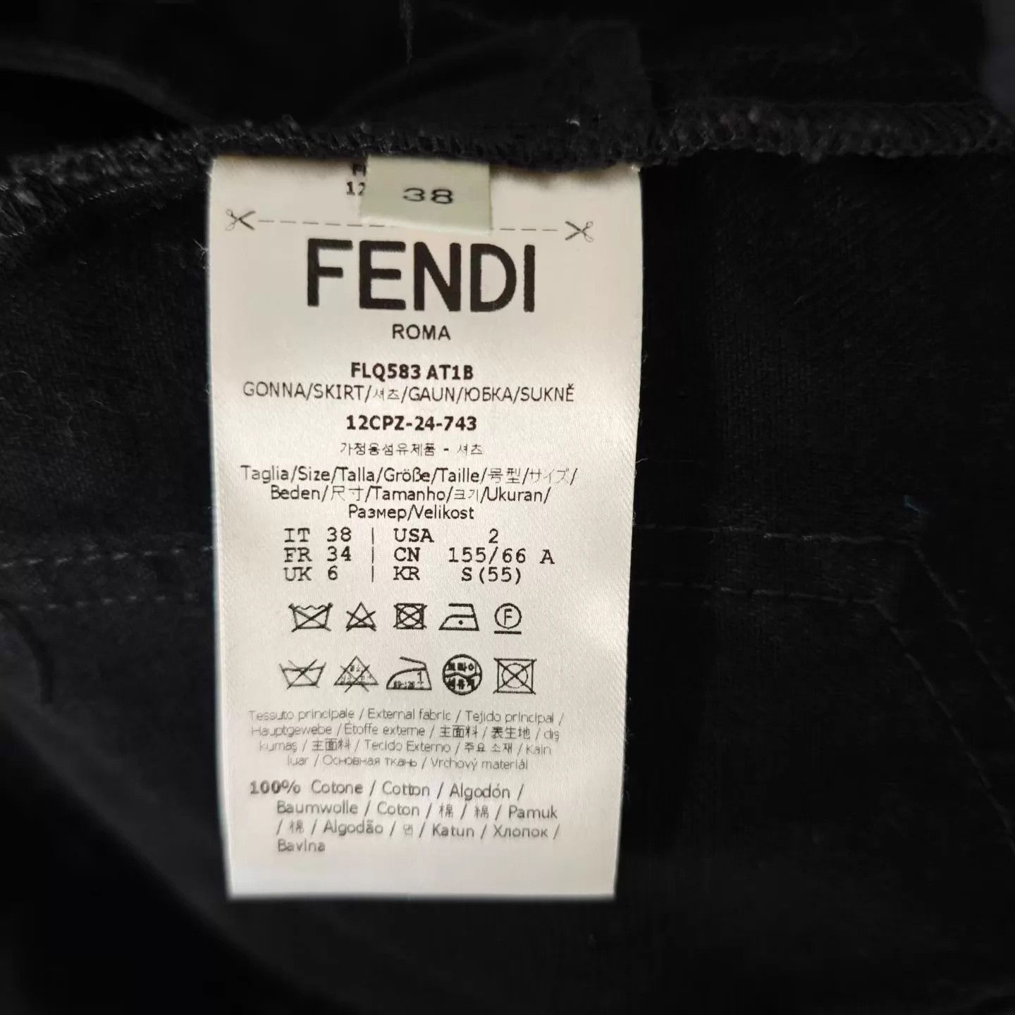 Fendi Fendi Black All-Over Logo Denim Skirt Size 38 Size 26" / US 2 / IT 38 - 4 Thumbnail