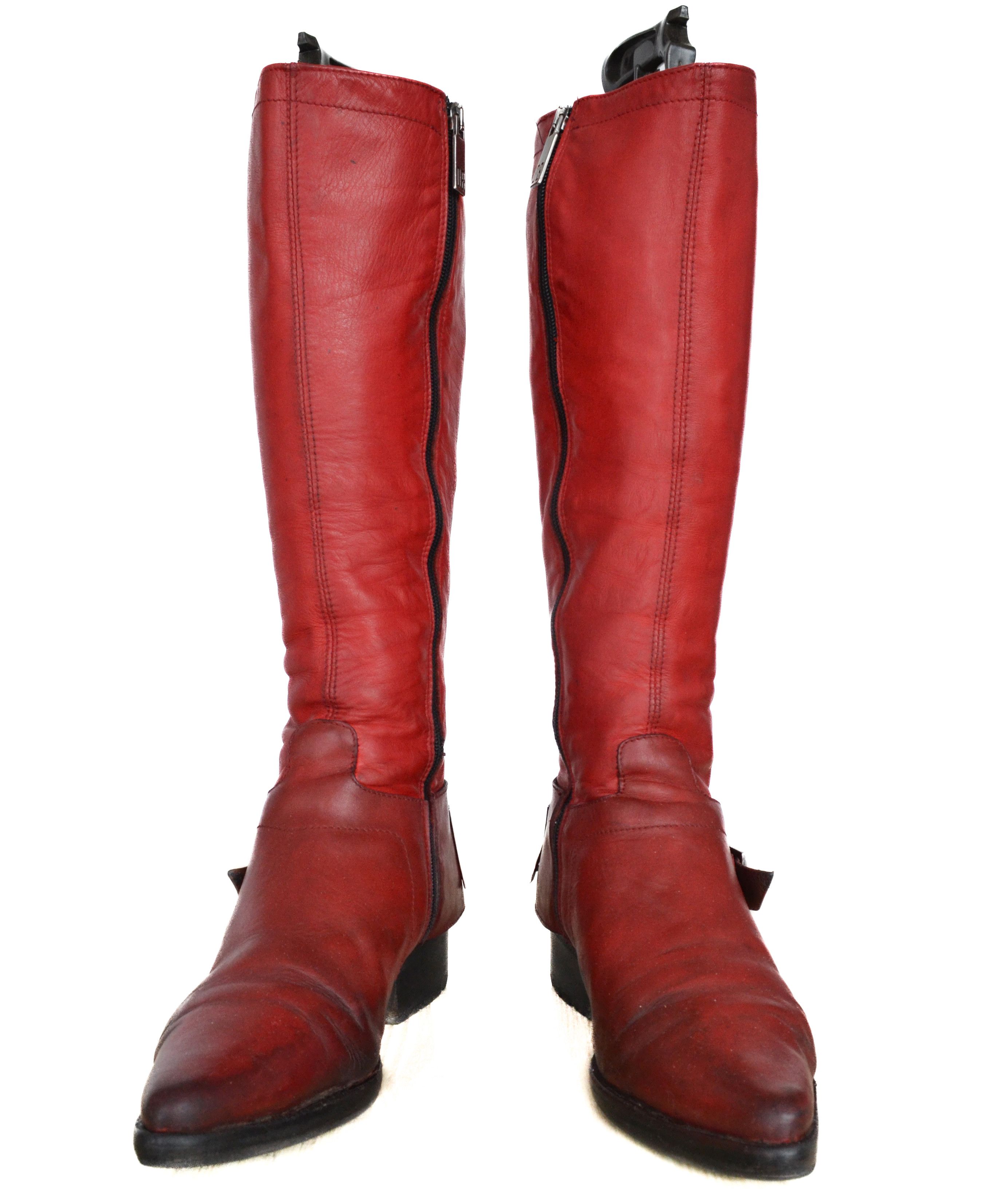 Dirk Bikkembergs Dirk Bikkembergs Boots Metal Logo Tall Shoes Red 90s Zip Size US 10 / IT 40 - 4 Thumbnail