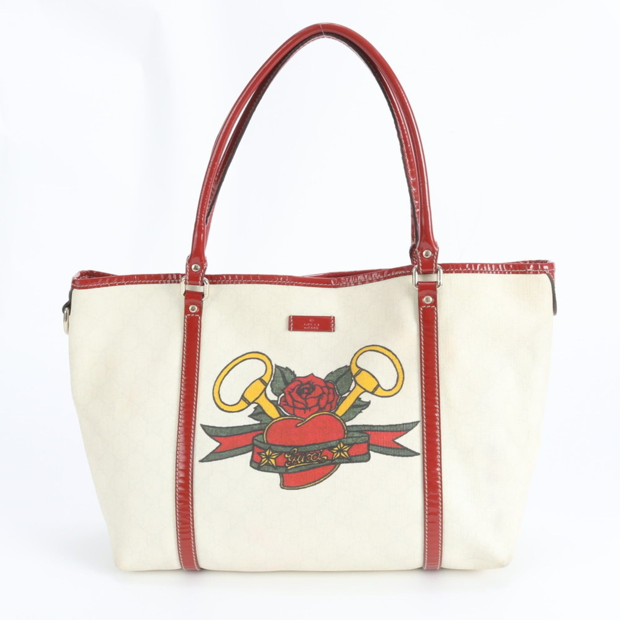 Gucci Gucci GG Supreme Tattoo Heart 197953 Leather Tote Bag Shoulder Handbag for Women Size ONE SIZE - 1 Thumbnail