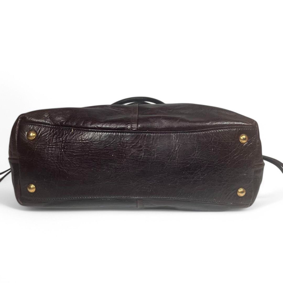 Prada Prada - Shiny Brown Black Leather Gold Hardware Shoulder Bag Size ONE SIZE - 8 Thumbnail