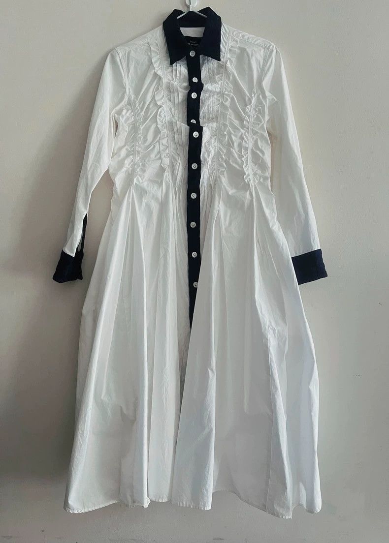 Comme Des Garcons White spliced edge pleated long skirt 250