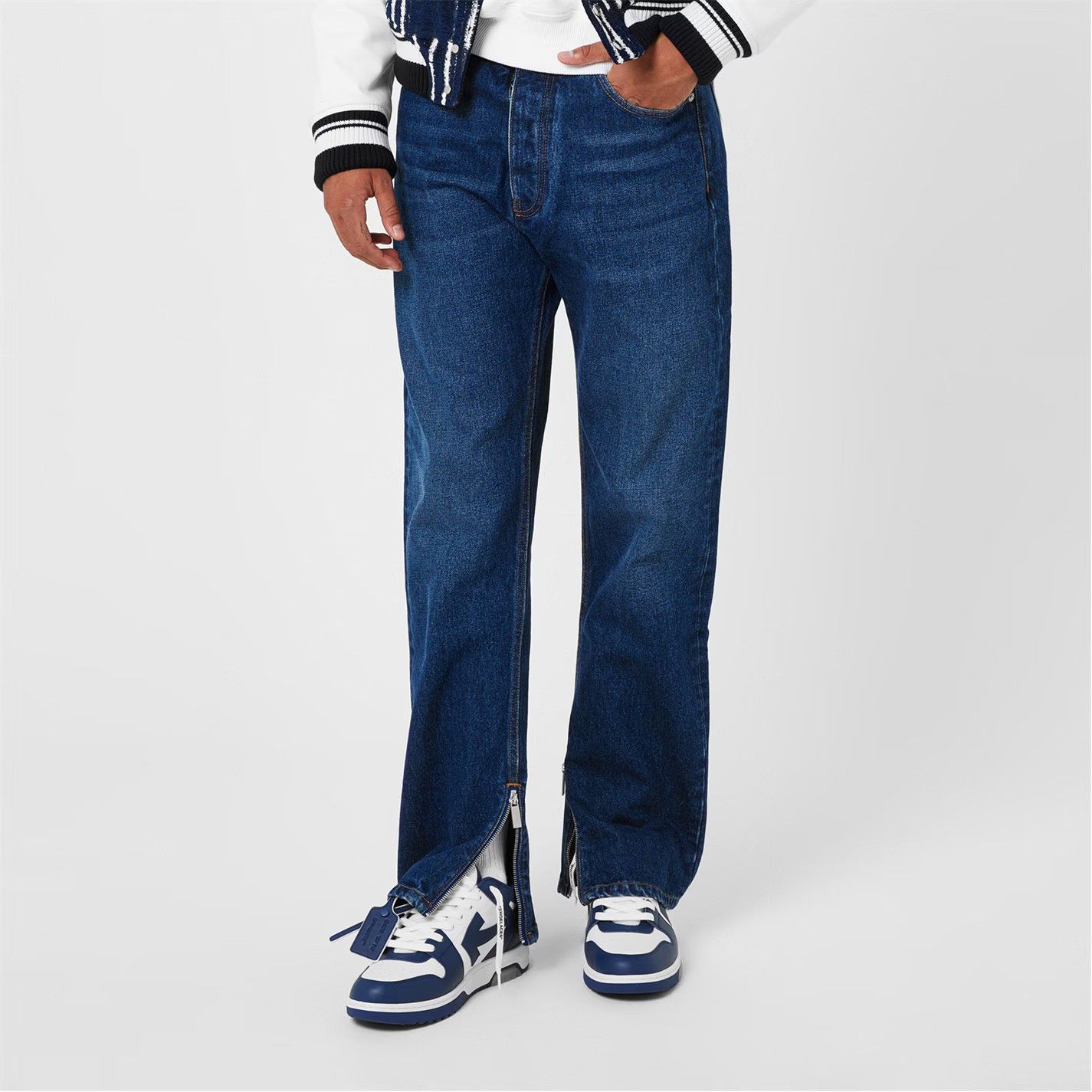 Off-White o1g2r1mq0326 Mid Rise Straight Leg Jeans in Blue Size US 30 / EU 46 - 4 Thumbnail