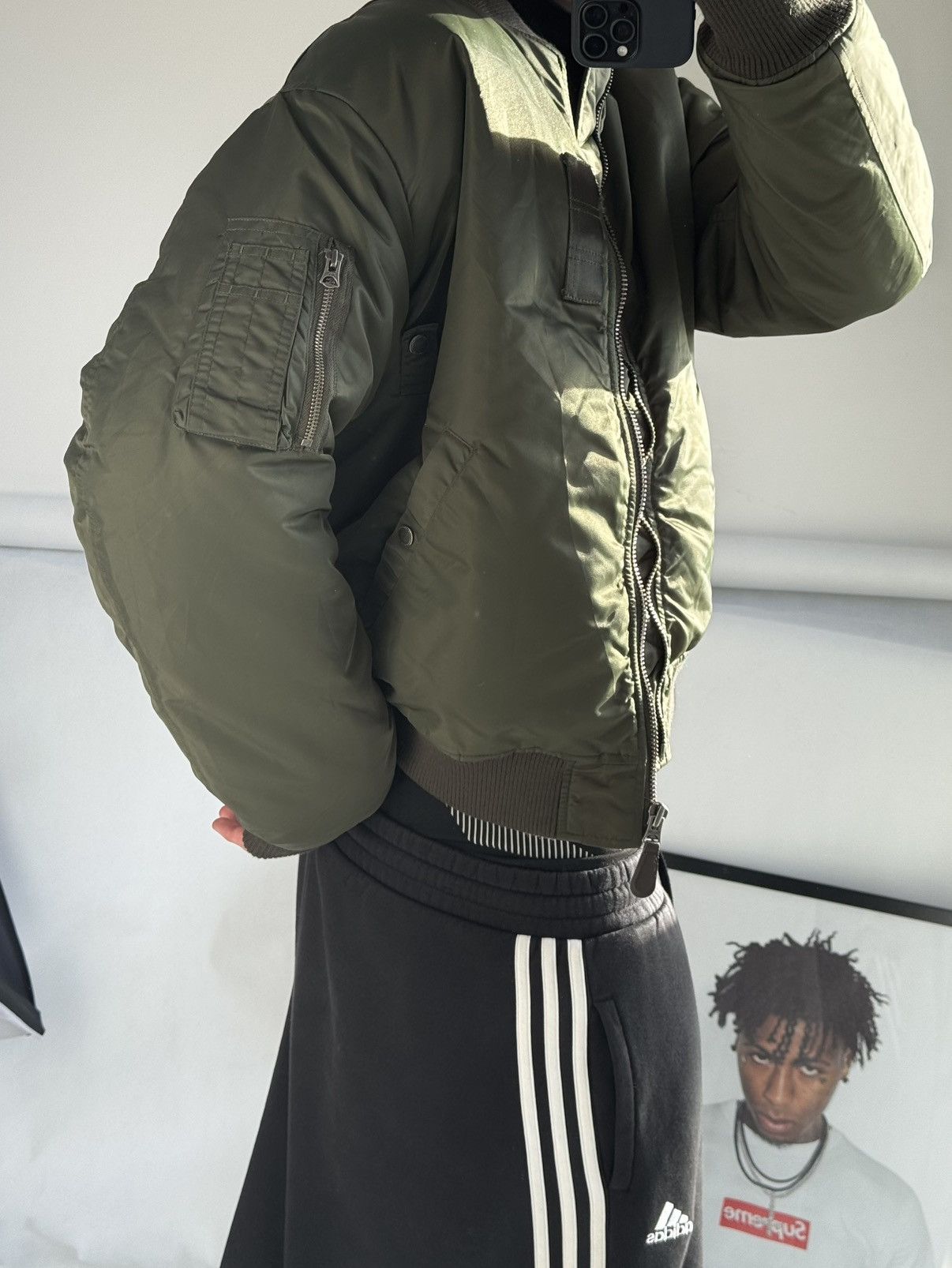 Vintage Vintage MA1 Alpha Industries Style Bomber Jacket Boxy Fit Size US L / EU 52-54 / 3 - 12 Thumbnail