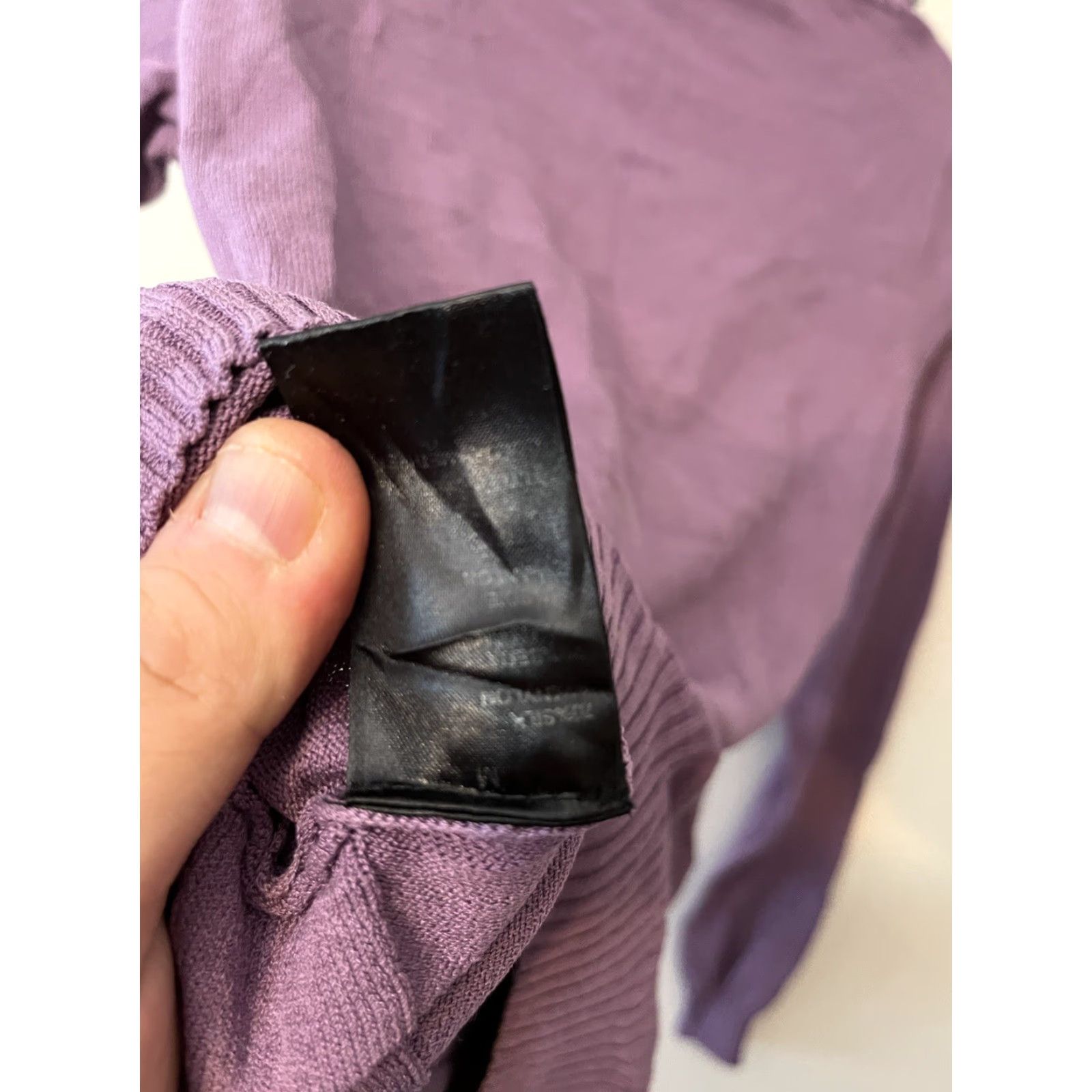 Bebe VINTAGE bebe Logo Surplice Silk Blend Wrap Ribbed Knit Sweater M Purple Logo 90s Womens Pullover V-Neck Long Sleeve Satin Shine Knit Shirt? Size M / US 6-8 / IT 42-44 - 6 Thumbnail
