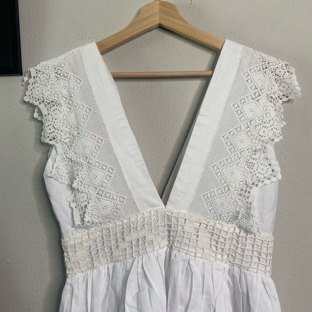 Anthropologie NEW Anthropologie Place Nationale Dress Lace Mini White Boho Size M / US 6-8 / IT 42-44 - 4 Thumbnail