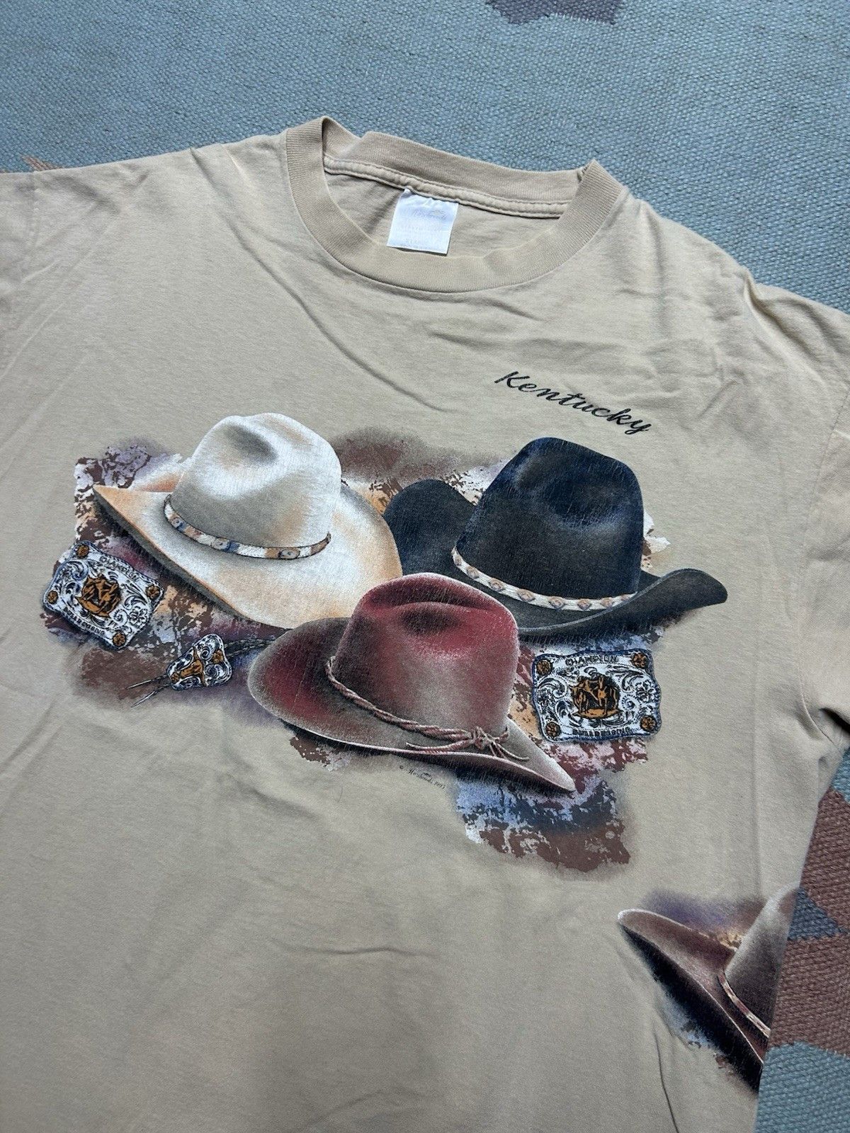 Vintage Vtg 90s t shirt Kentucky cowboy hat western single stitch XL Size US XL / EU 56 / 4 - 2 Thumbnail