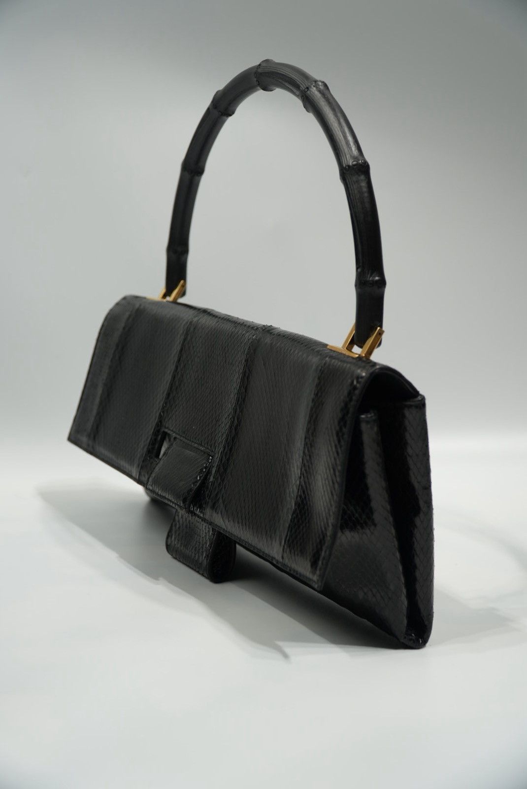 Gucci Gucci by Tom Ford Black Python Bamboo Top Handle Bag Size ONE SIZE - 6 Thumbnail