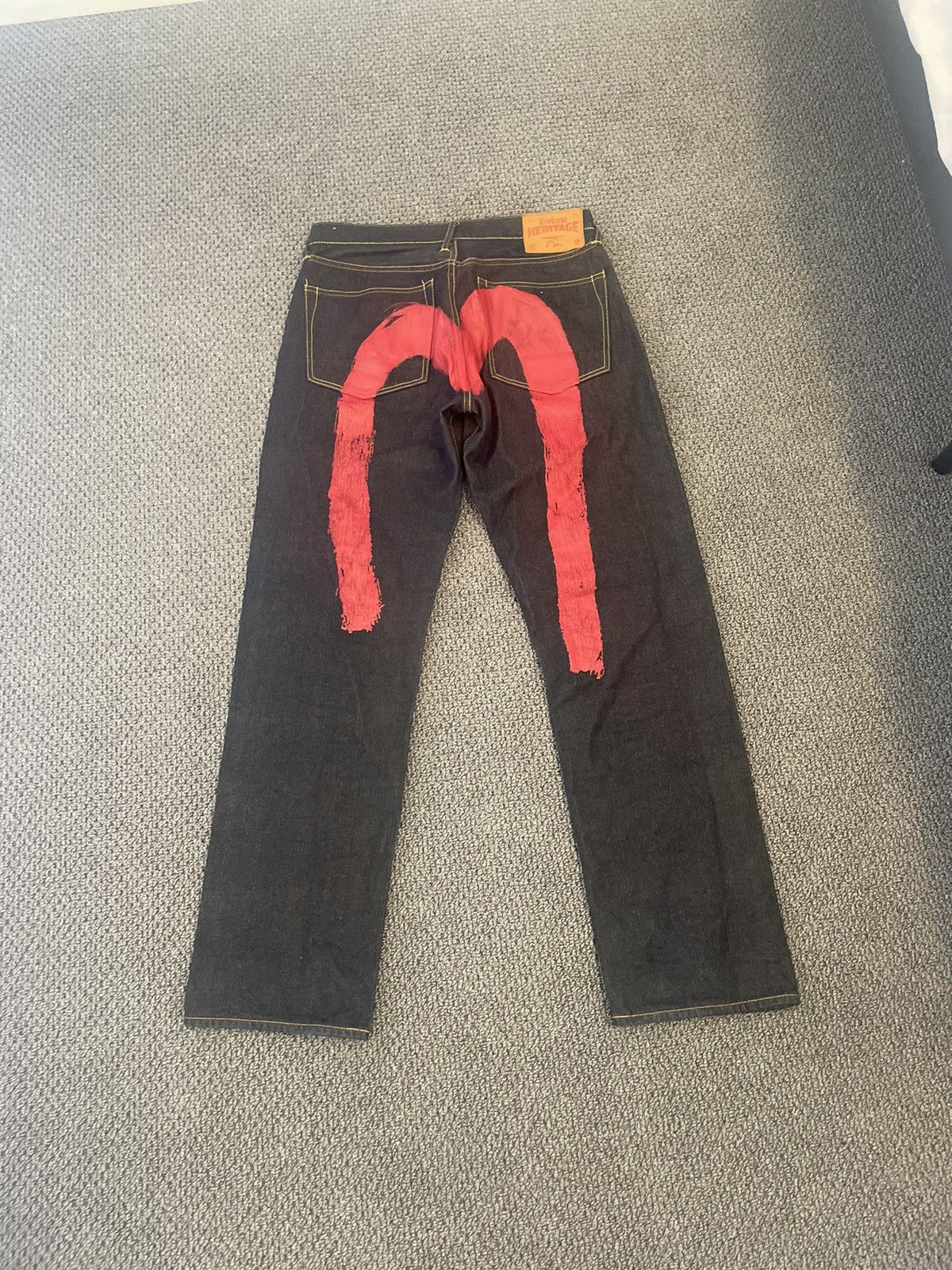 Evisu Red Paint Pants