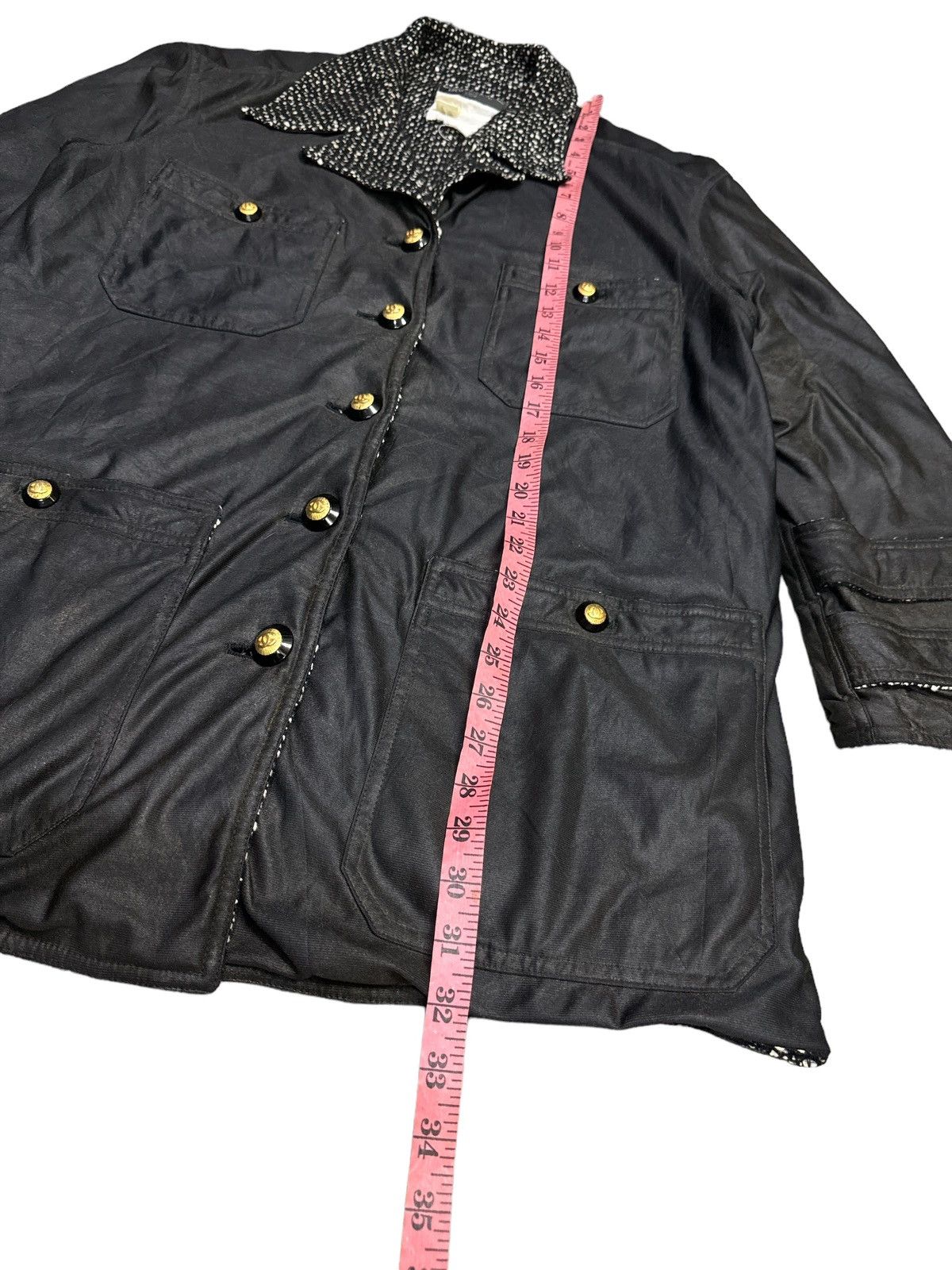 Chanel VINTAGE 1980s DISTRESSED CHANEL WAXED TWEED LINING JACKET Size L / US 10 / IT 46 - 3 Thumbnail