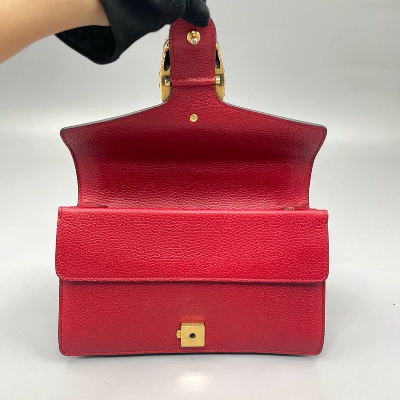 Gucci Gucci Red Leather Shoulder Bag with Buckle-2506 Size ONE SIZE - 8 Thumbnail